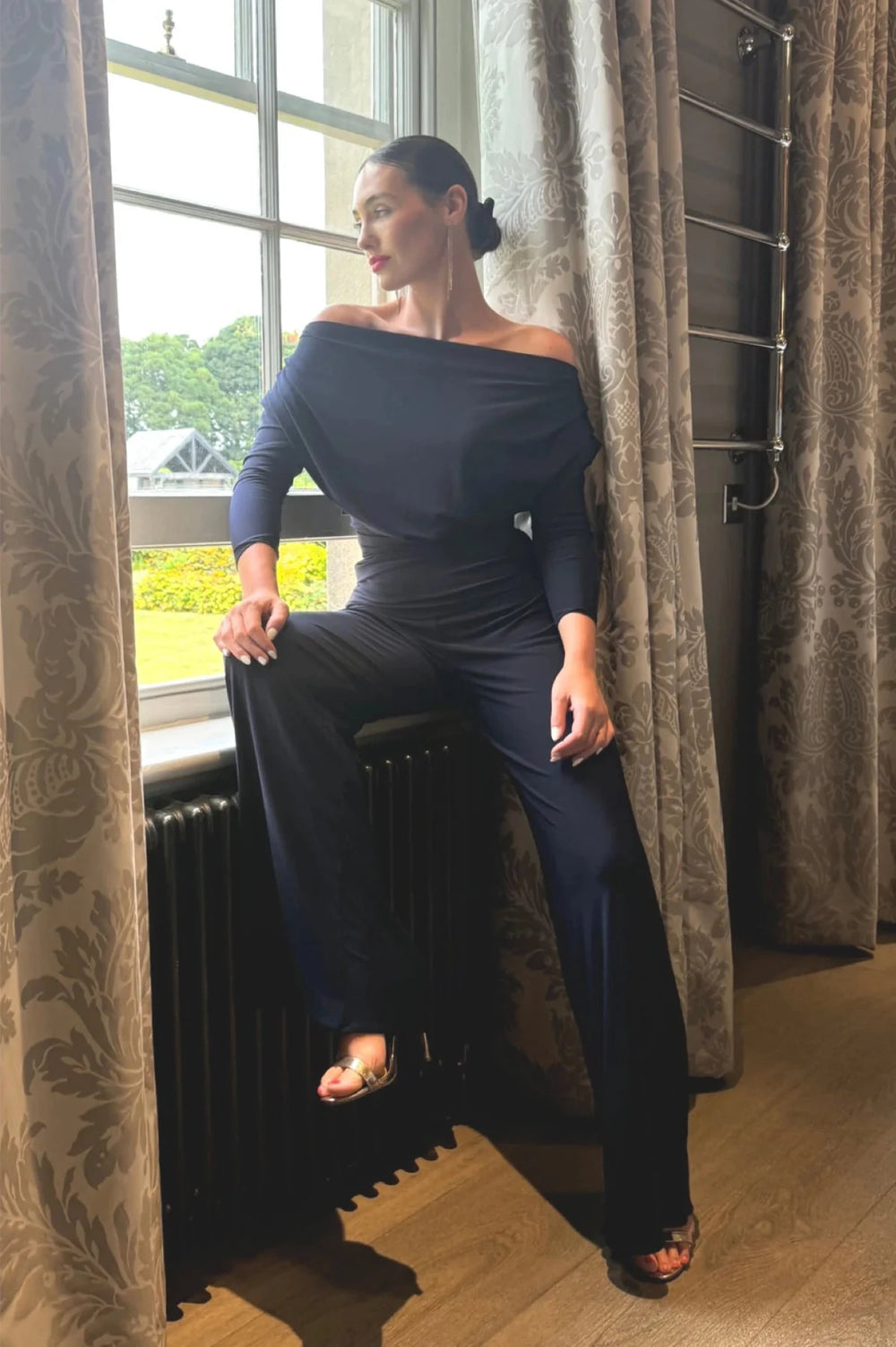 ATOM-LABEL-Carbon-Jersey-Jumpsuit-with-Sleeve-in-Navy--Regular-Length--1