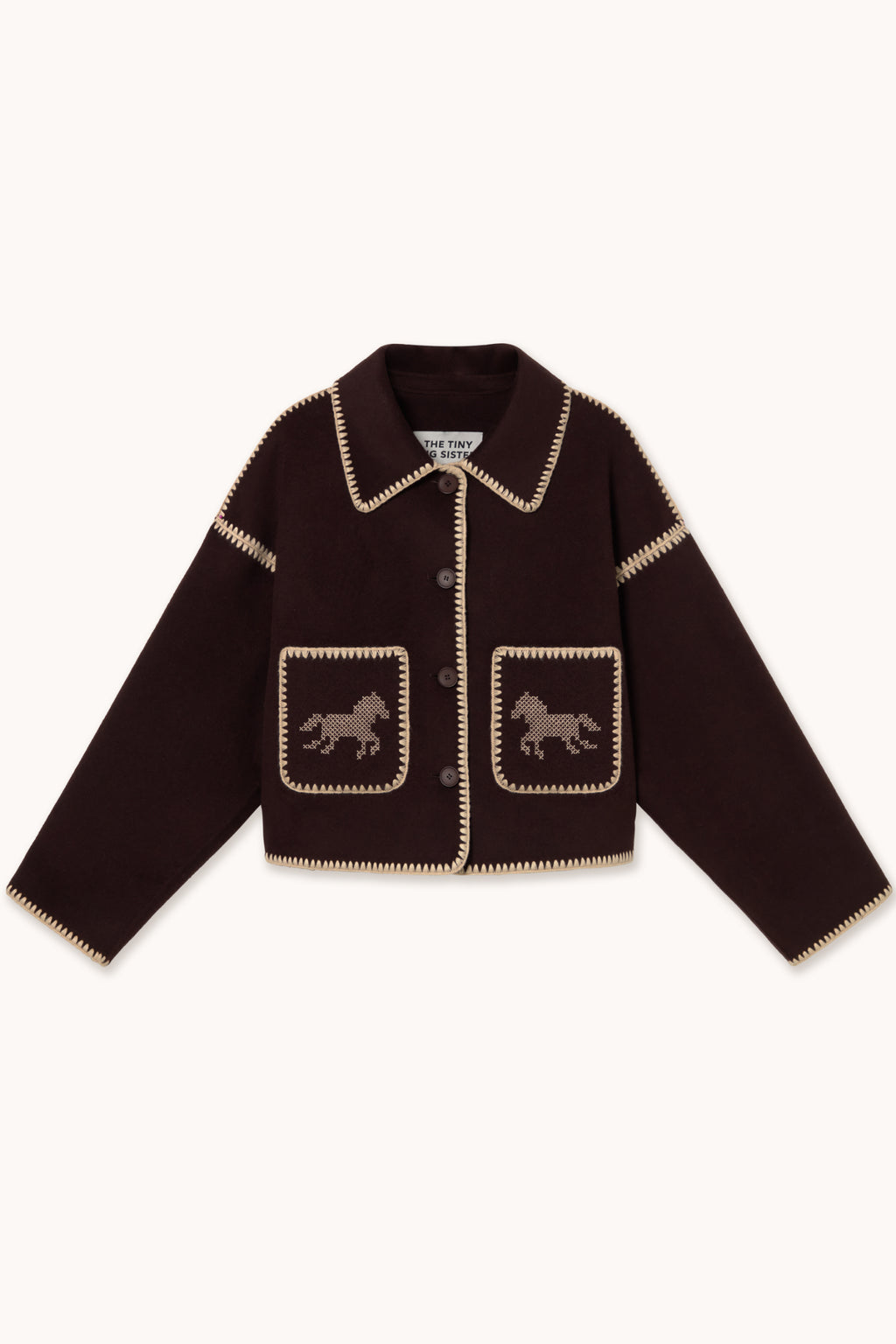Tiny Big Sister Short Horses Embroidered Coat AW26-608