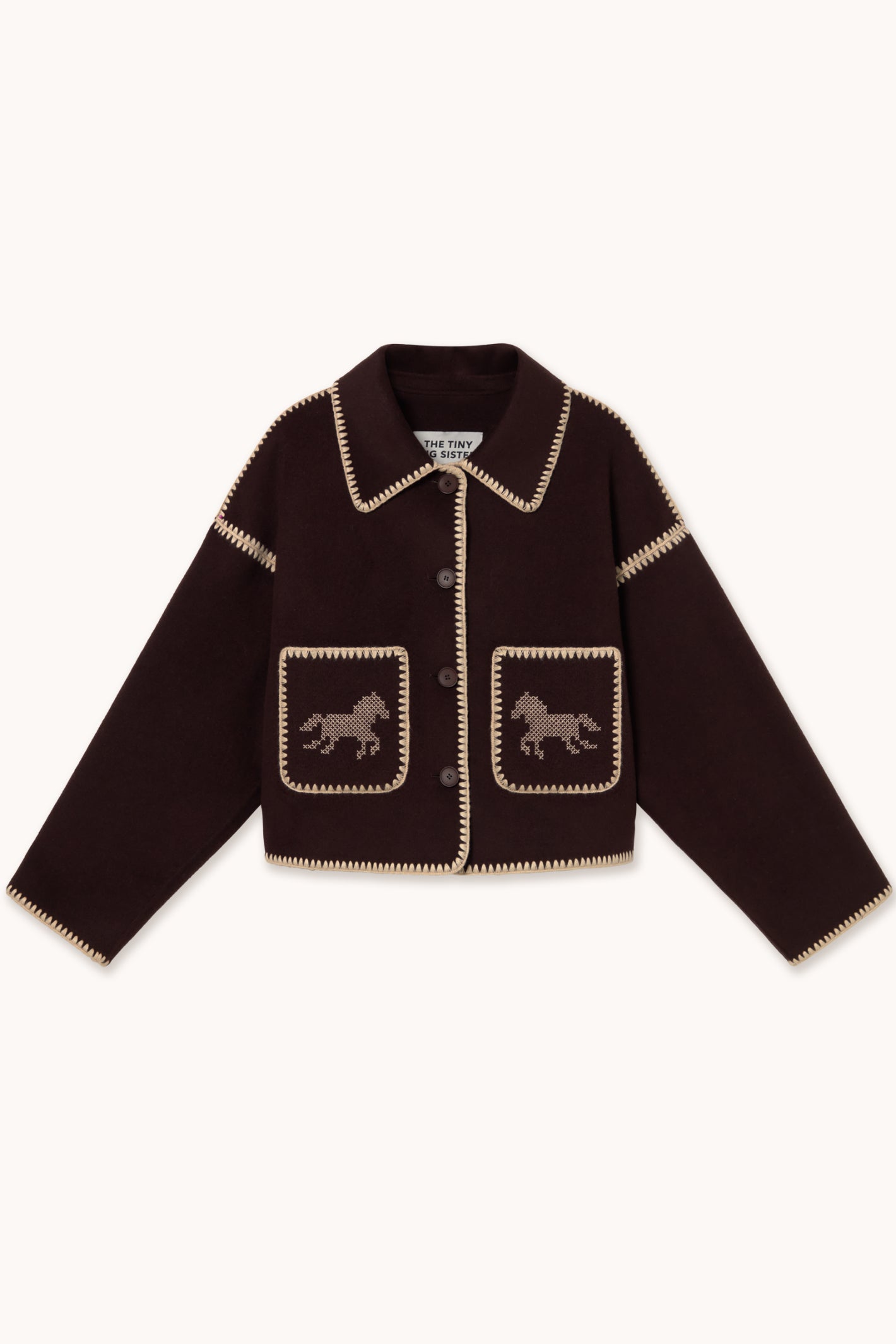Tiny Big Sister Short Horses Embroidered Coat AW26-608