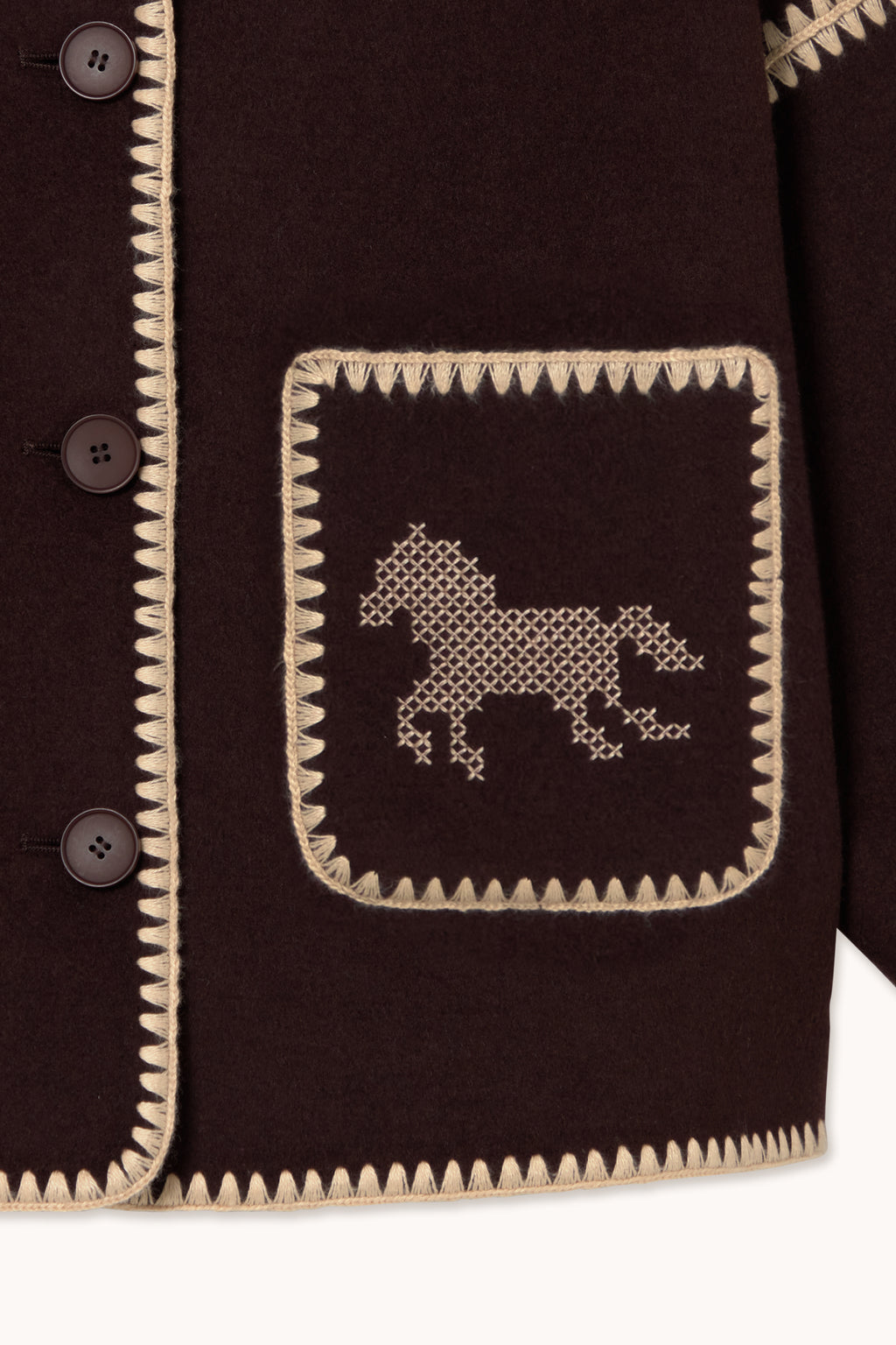 Tiny Big Sister Short Horses Embroidered Coat AW26-608