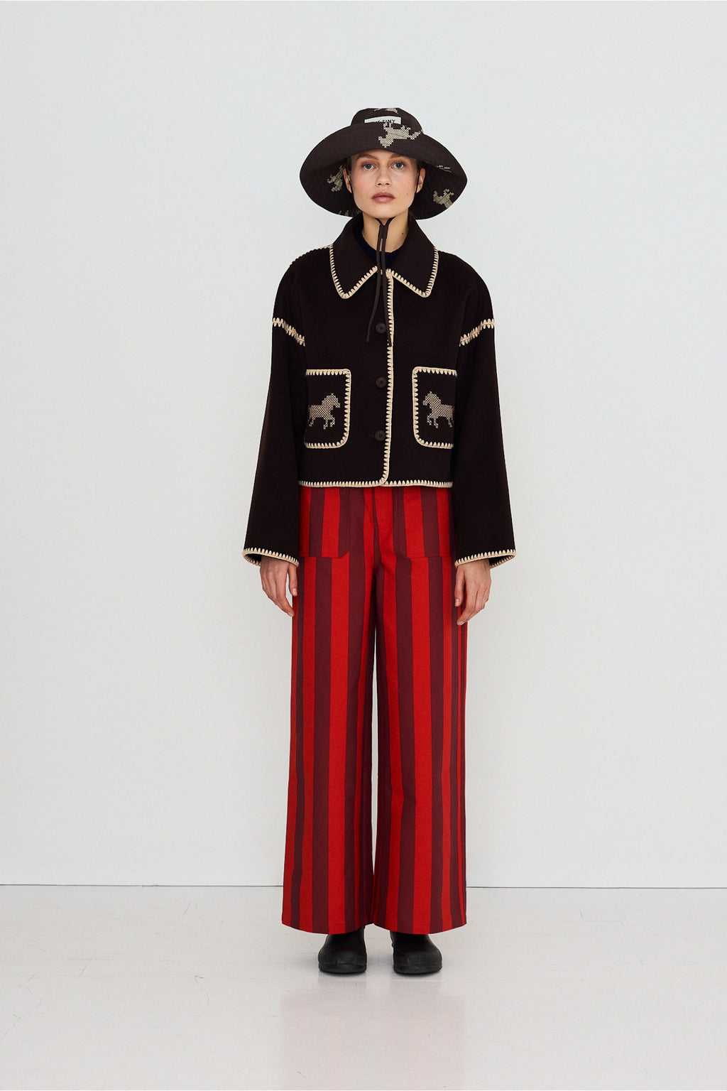 Tiny Big Sister Short Horses Embroidered Coat AW26-608