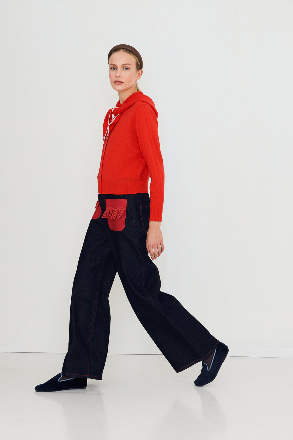 Tiny Big Sister Scarf Neck Lara Cardigan - Red AW26-668