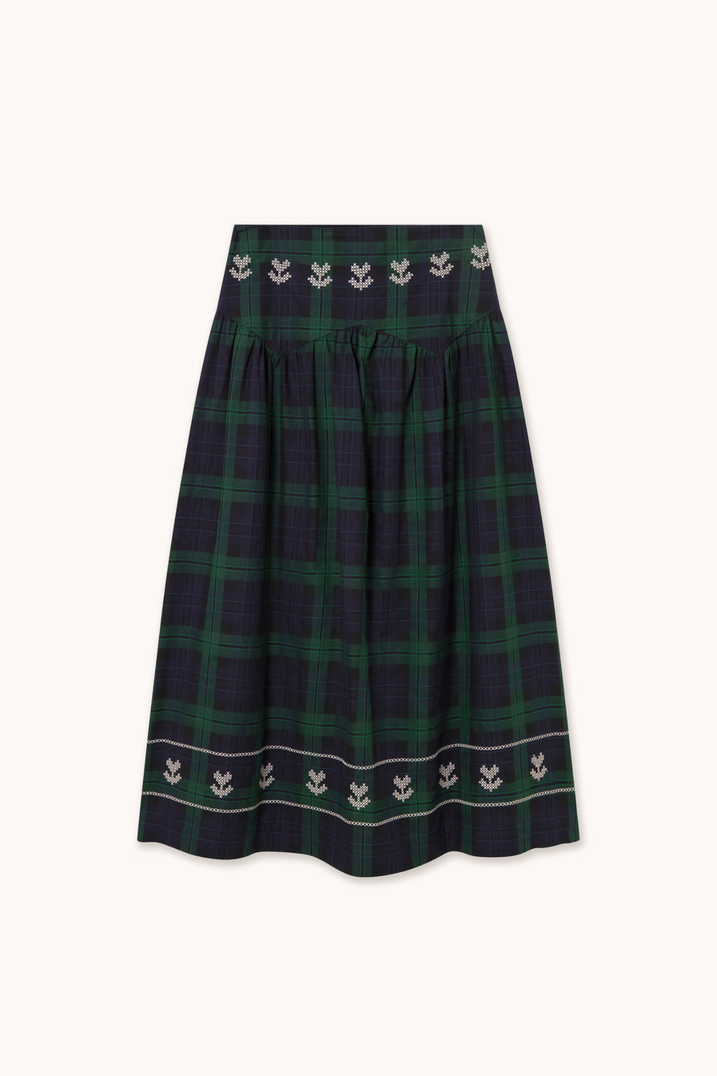 Tiny Big Sister Embroidered Check Skirt AW26-755