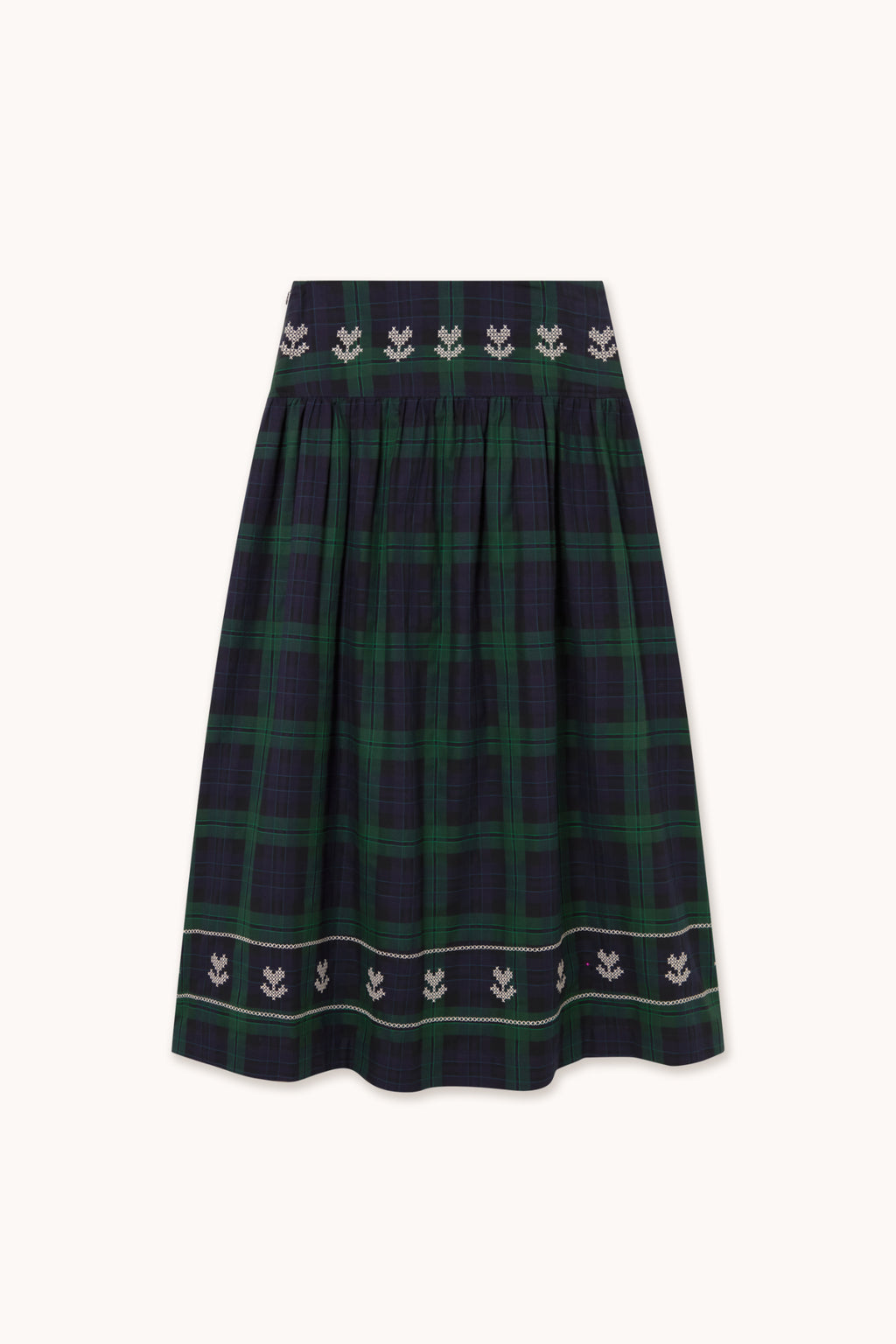 Tiny Big Sister Embroidered Check Skirt AW26-755