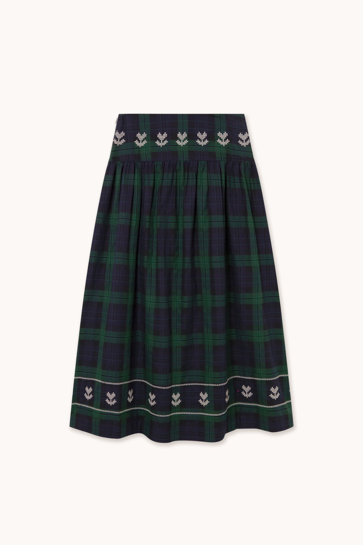 Tiny Big Sister Embroidered Check Skirt AW26-755