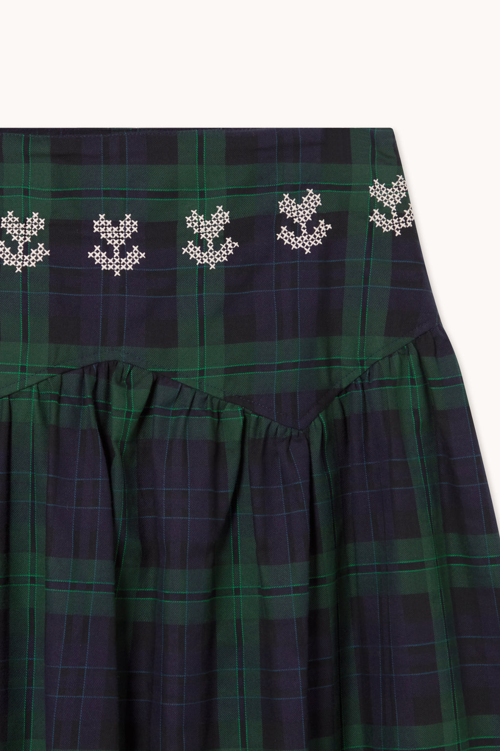 Tiny Big Sister Embroidered Check Skirt AW26-755
