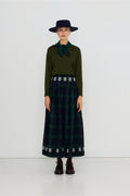 Tiny Big Sister Embroidered Check Skirt AW26-755
