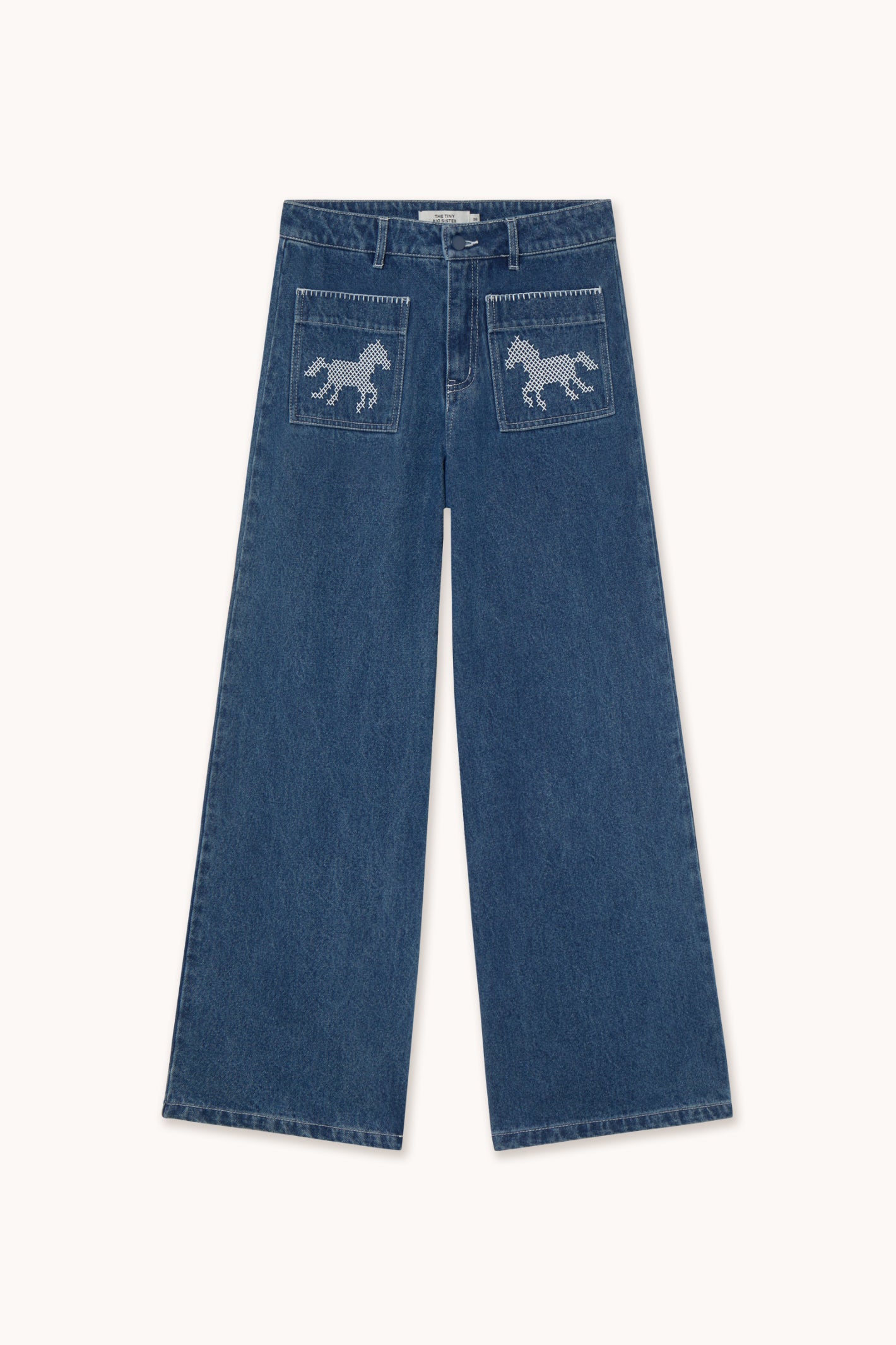 Tiny Big Sister Embroidered Horses Denim Trousers AW26-789
