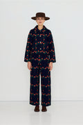 Tiny Big Sister Roses Grid Embroidery Denim Jacket AW26-795