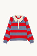 Tiny Big Sister Frank Striped Polo - Orange/Blue AW26-844