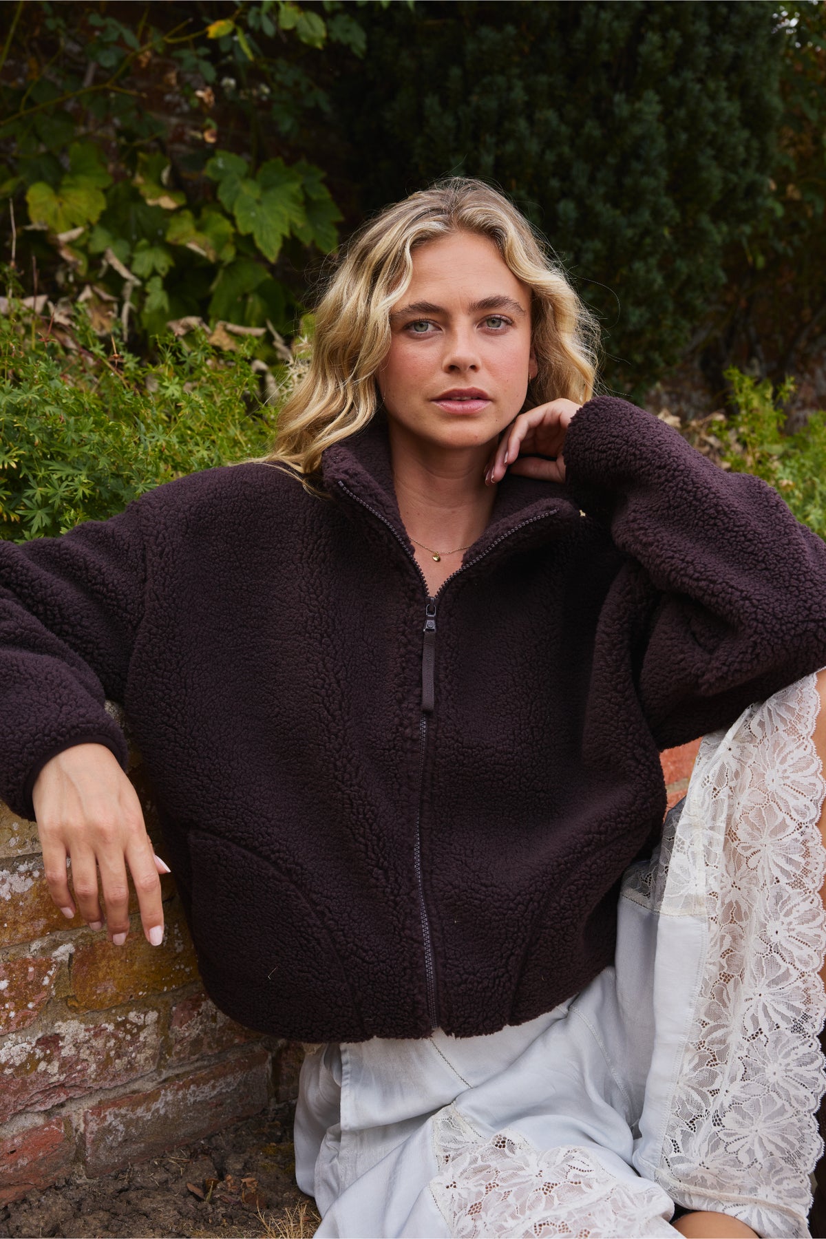 Gym+Coffee Industry Fleece High Collar Jacket Mocha Bean