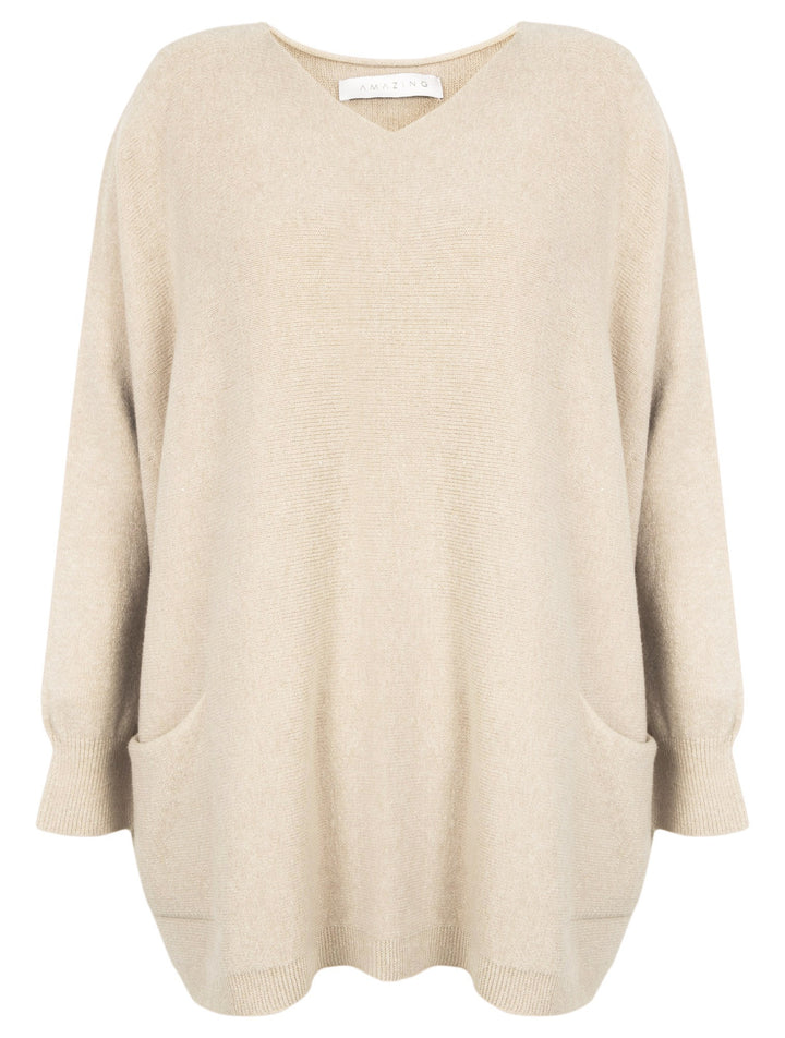 Amazing Woman Caryf  X 2 Pocket Oversize Round Neck Jumper