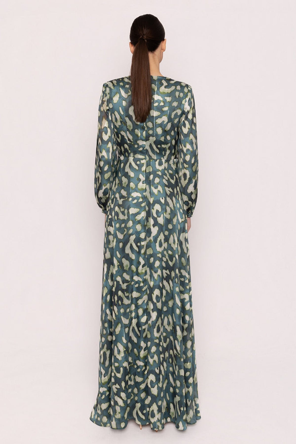 Shop Carla Ruiz at Dotique – 53063 Womens Long Dress Verde-Green – back