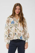 Shop Cream at Dotique – CRLucia Hailey Print with Blue blouse, model front