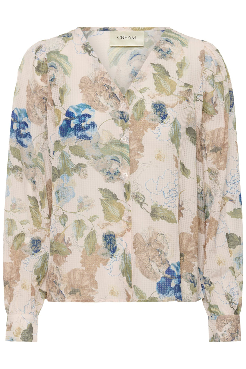 Shop Cream at Dotique – CRLucia Hailey Print with Blue blouse, front