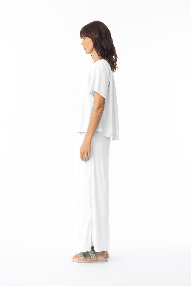Shop Escape at Dotique – Lux 52706 white short-sleeve top, view 3