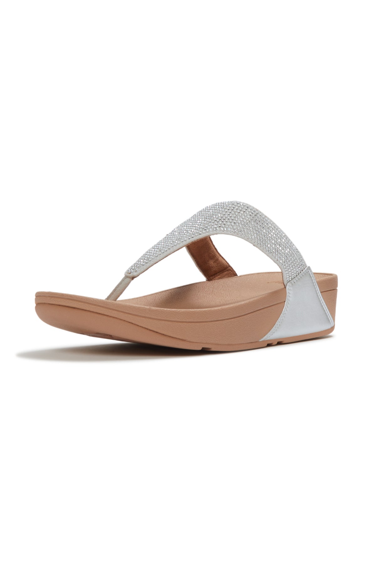 Lulu Crystal Embellished Toepost Steeled Silver - view 2, Shop FitFlop at Dotique