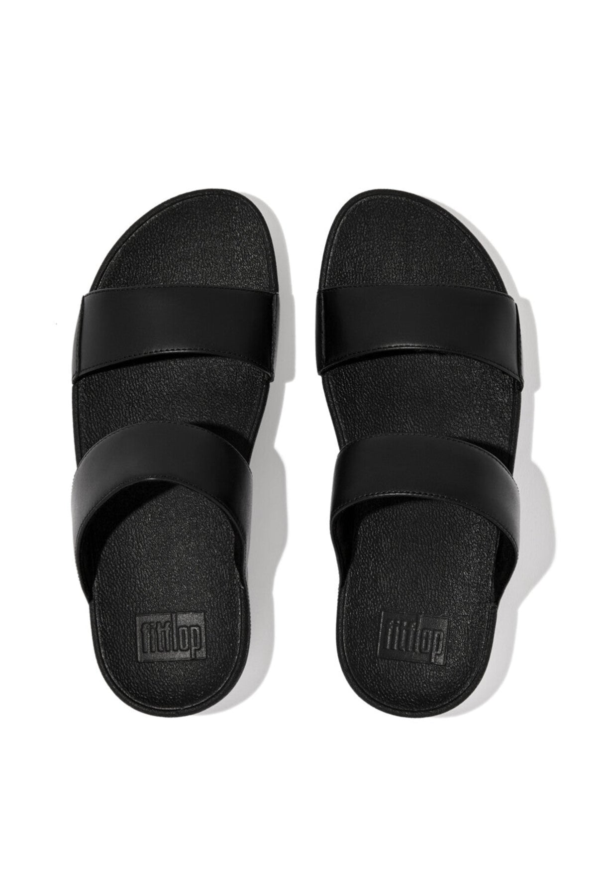 Lulu Leather Sliders All Black - view 2, Shop FitFlop at Dotique