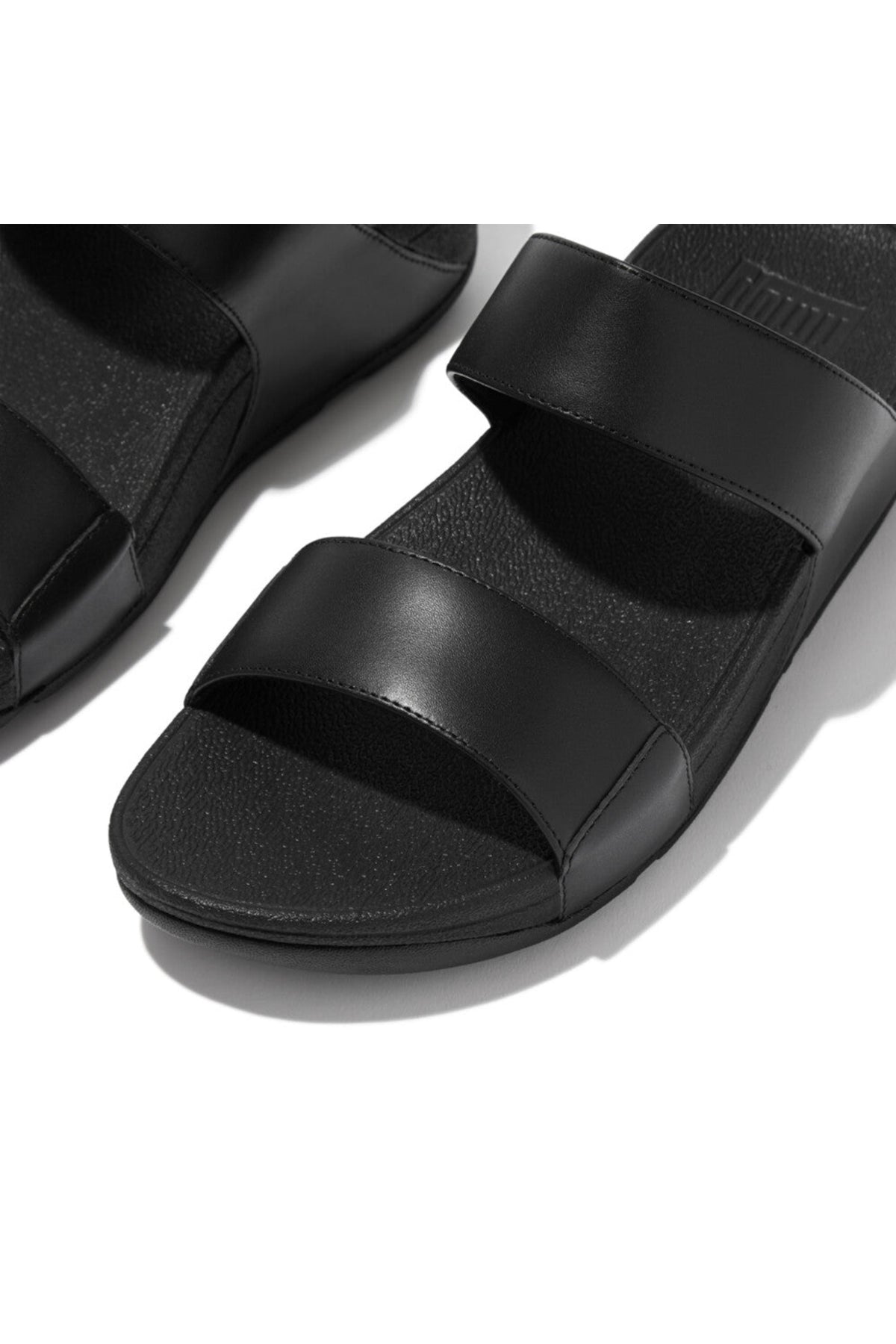 Lulu Leather Sliders All Black - view 3, Shop FitFlop at Dotique