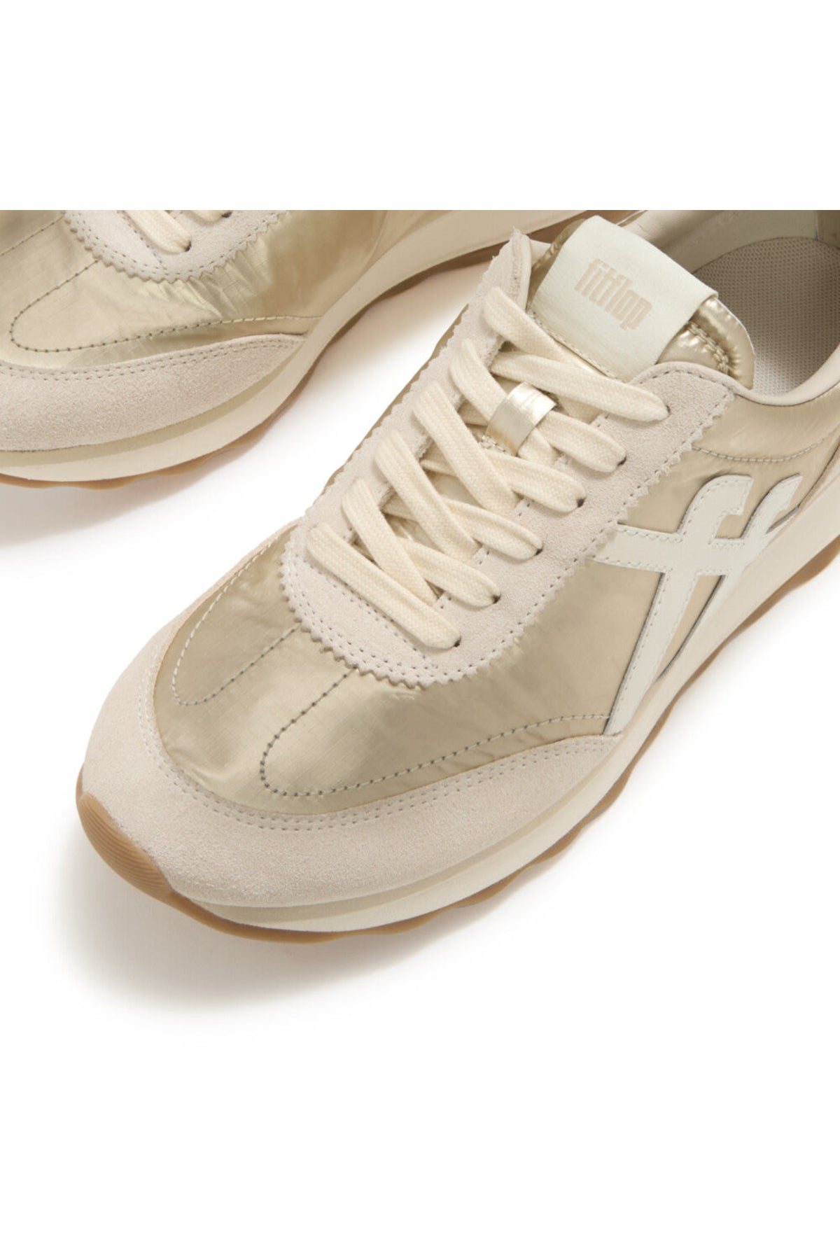 Retro-Q FF Metallic Fabric/Suede Trainers Plantino - view 3, Shop FitFlop at Dotique