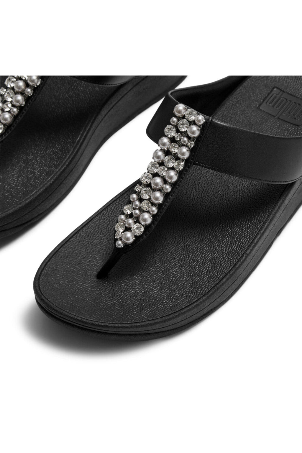 Fino Pearls and Crystal Toepost Black - view 3, Shop FitFlop at Dotique