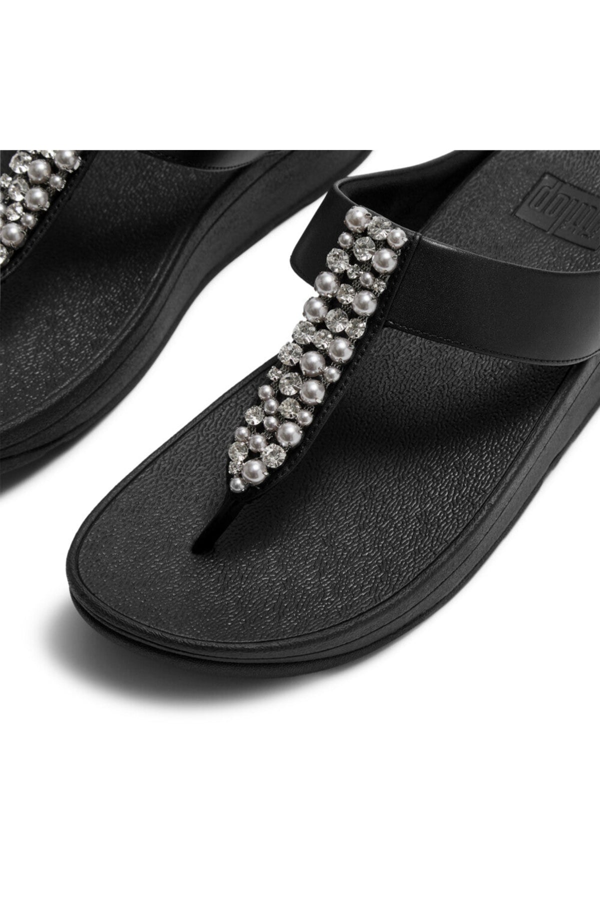 Fino Pearls and Crystal Toepost Black - view 3, Shop FitFlop at Dotique