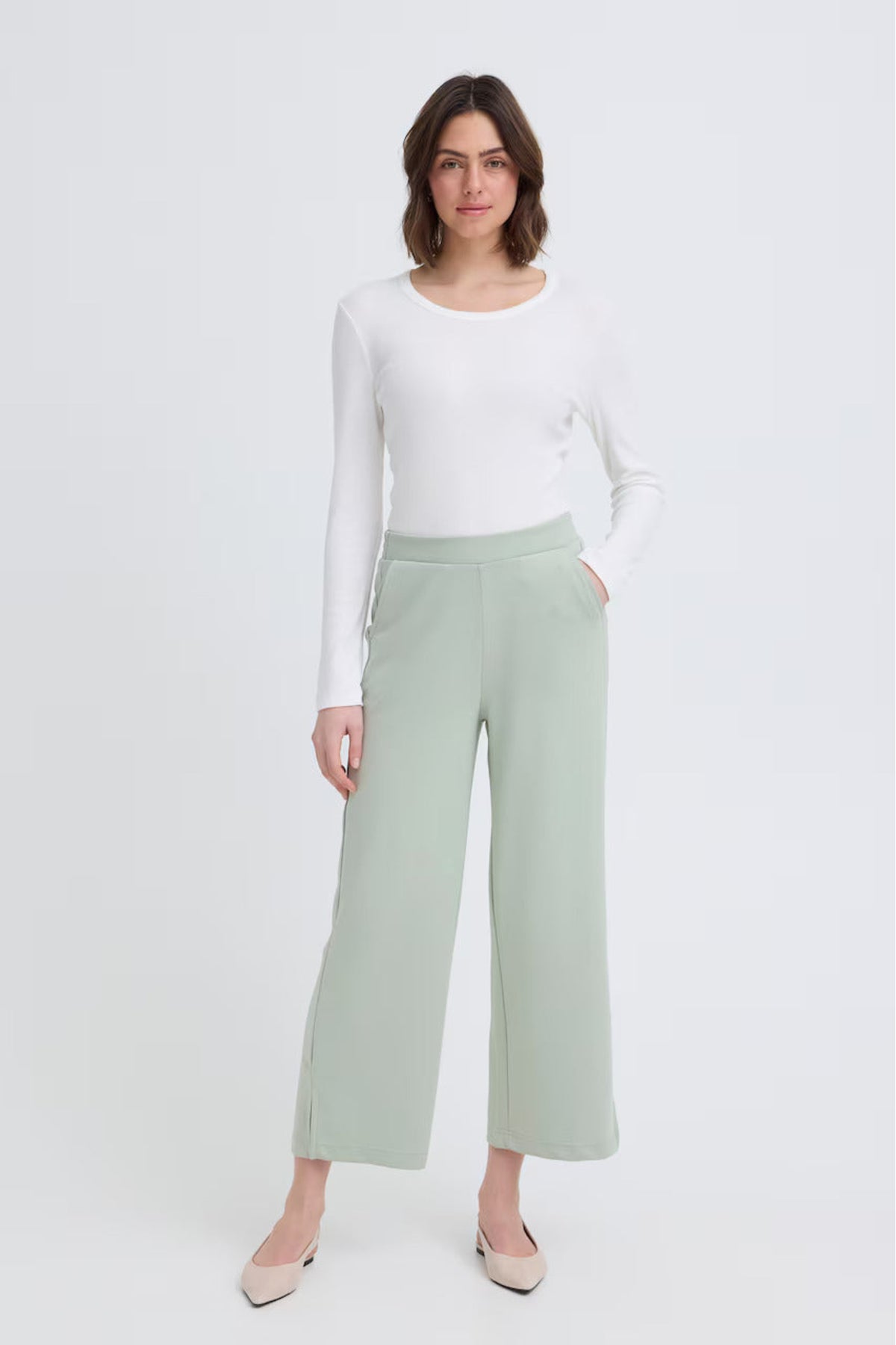 Fransa 20615493 FRAURORA Trousers Desert Sage - view 3, Shop Fransa at Dotique