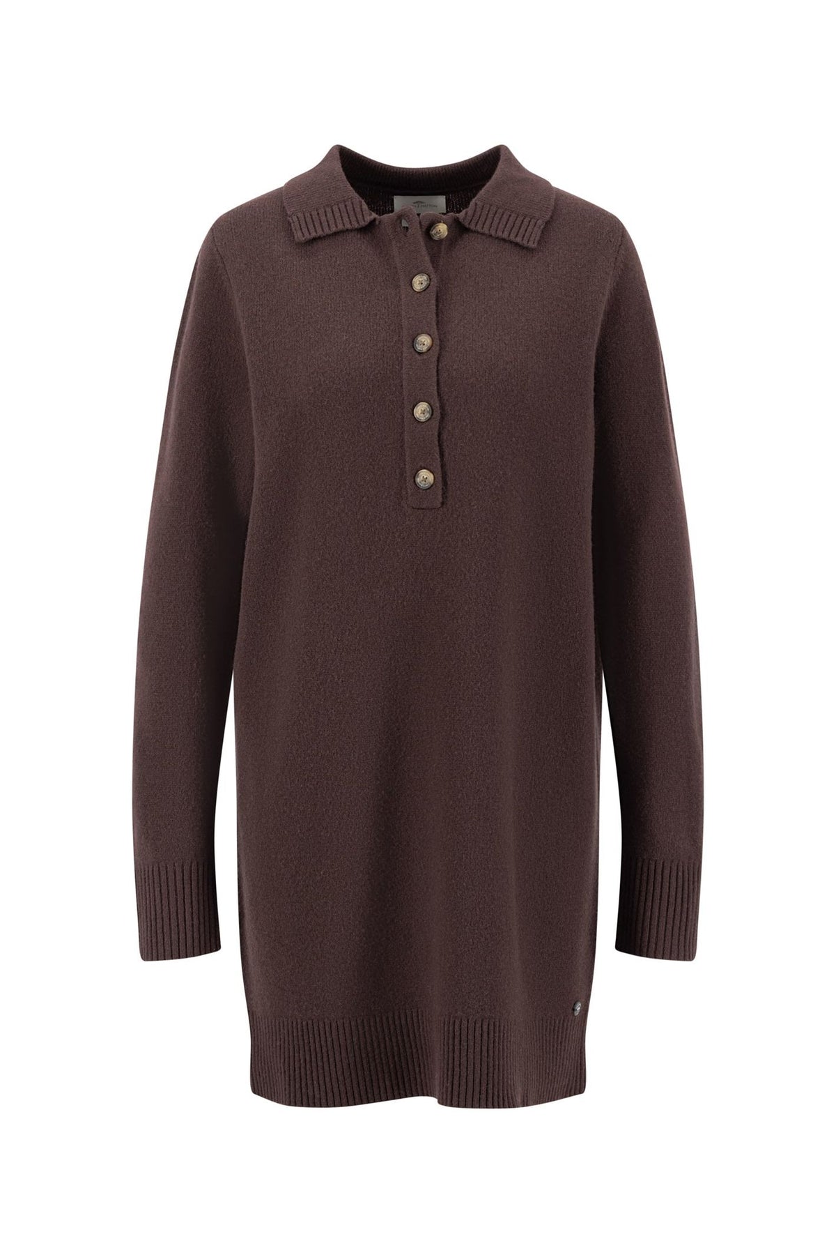 Fynch Hatton 2609 7448 Merino Wool Polo Neck Dress Espresso — view 5. Shop Fynch Hatton at Dotique
