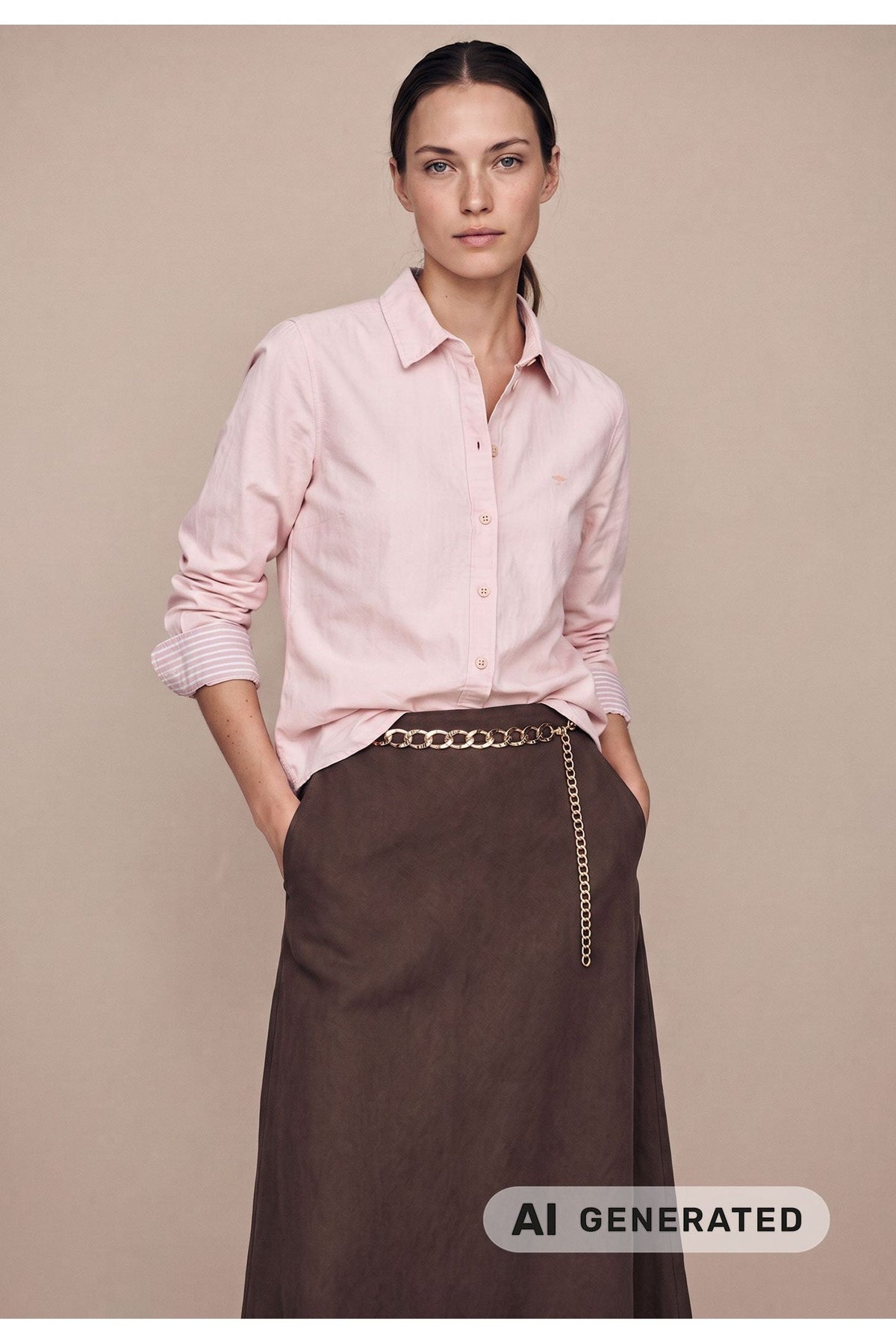 Fynch Hatton 2614 1915 Oxford Cotton Blouse Silky Rose — view 2. Shop Fynch Hatton at Dotique