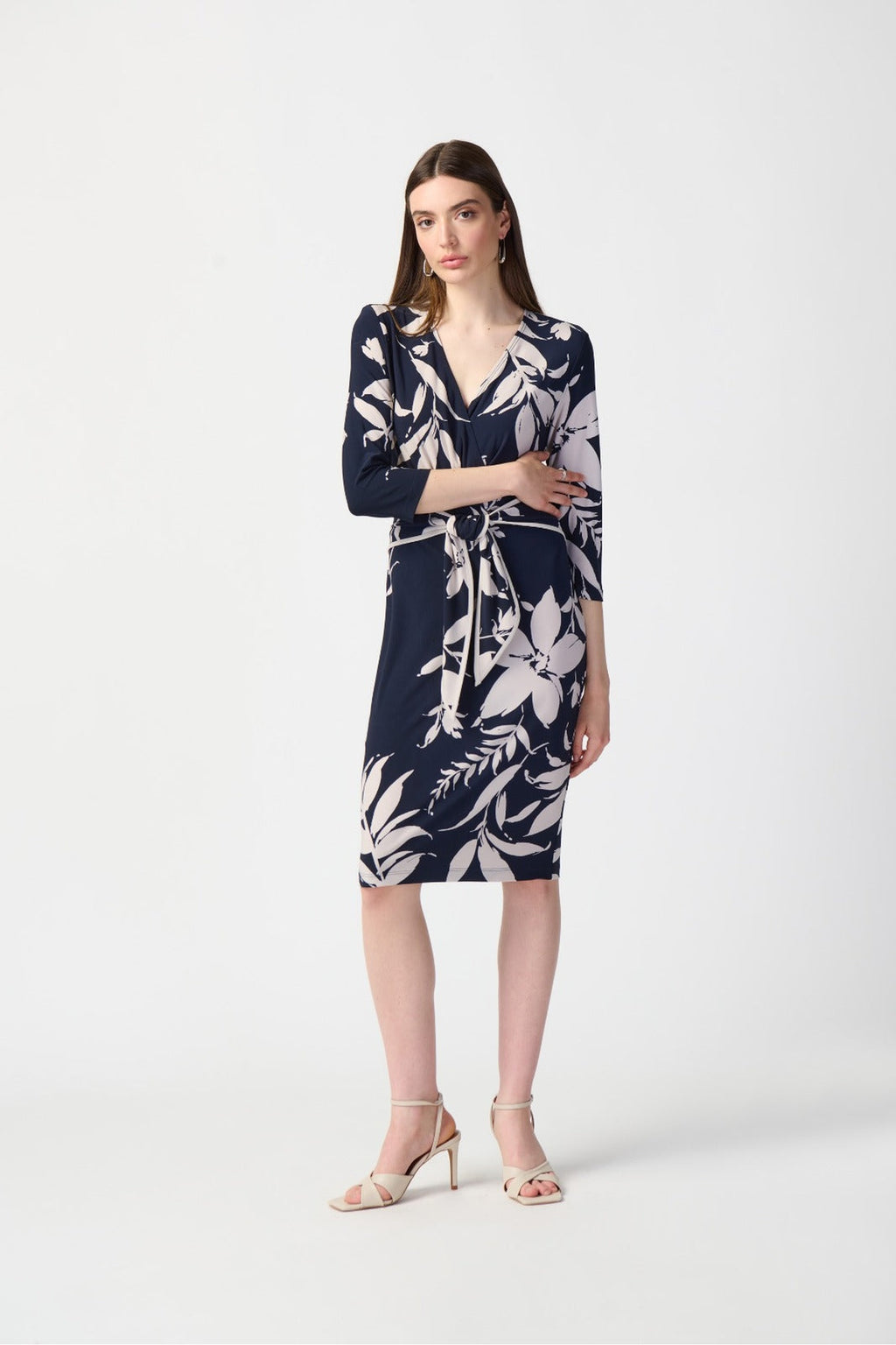 Shop Joseph Ribkoff at Dotique – 241056 Floral Print Silky Knit Wrap Dress, additional view 1