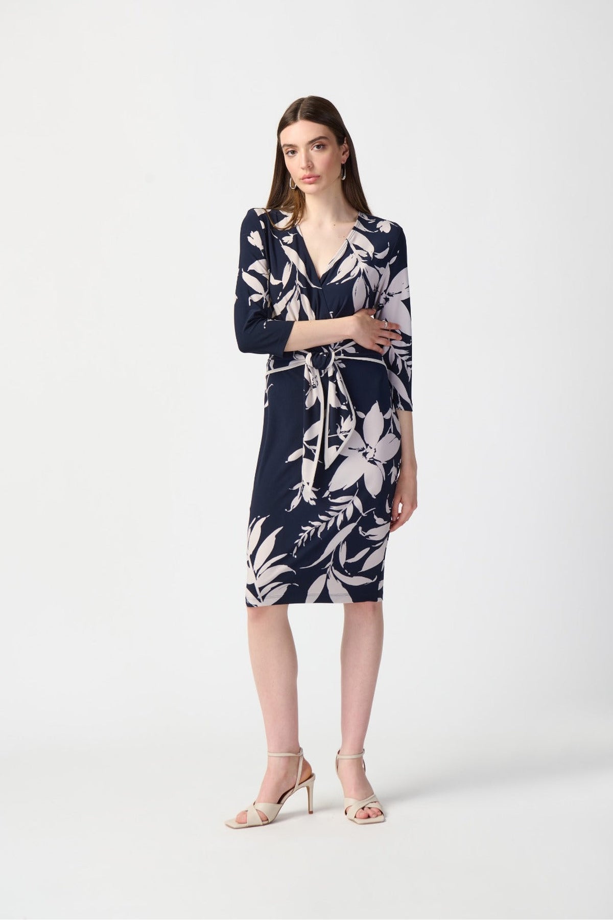 Shop Joseph Ribkoff at Dotique – 241056 Floral Print Silky Knit Wrap Dress, additional view 1