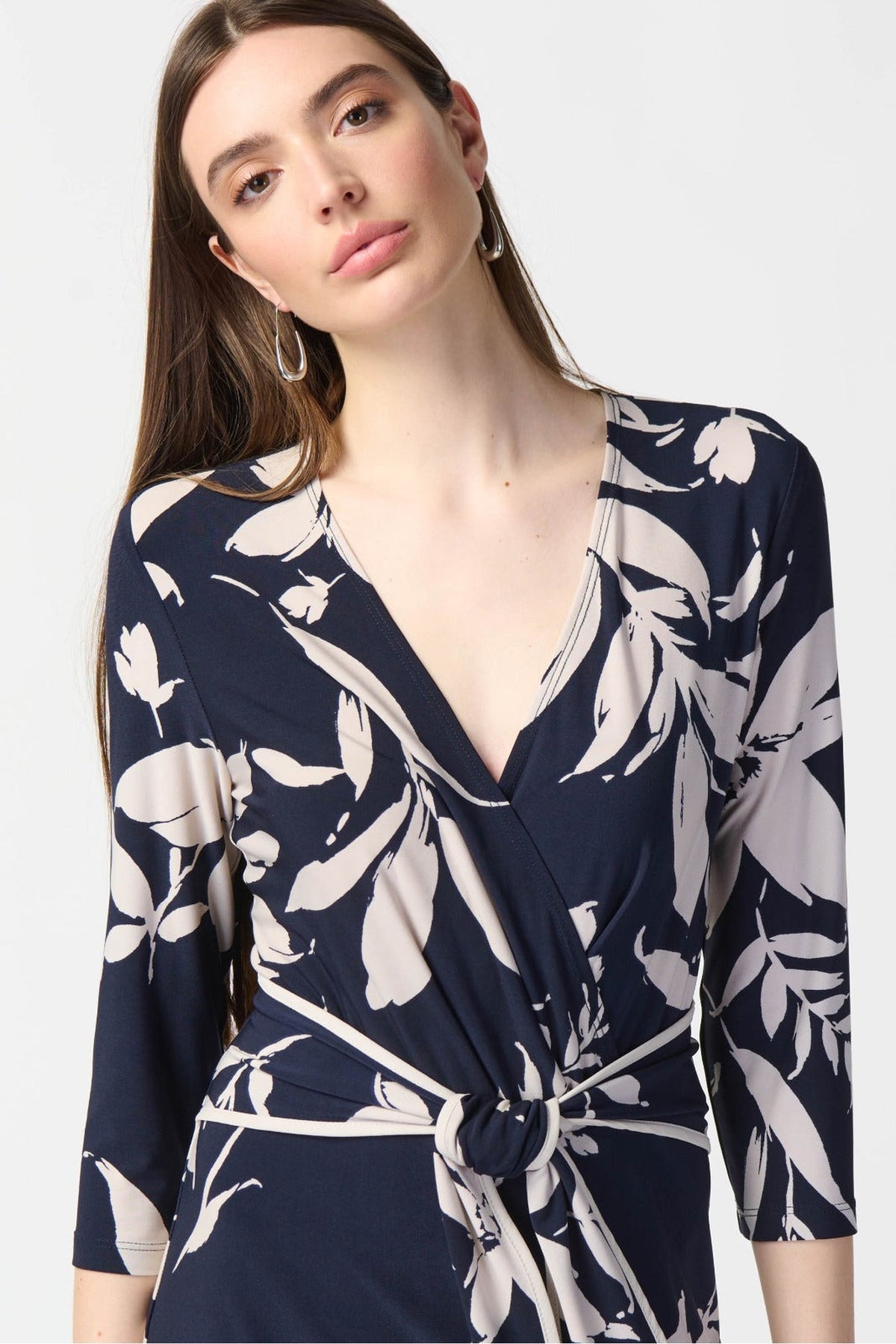 Shop Joseph Ribkoff at Dotique – 241056 Floral Print Silky Knit Wrap Dress, additional view 3