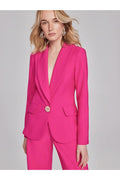 Shop Joseph Ribkoff at Dotique – 241737 Shocking Pink  Lux Twill Fitted Blazer with Ornament Closure, additional view 1