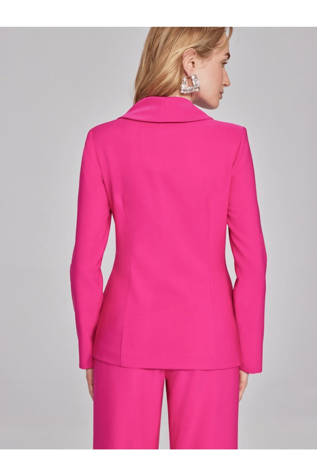 Shop Joseph Ribkoff at Dotique – 241737 Shocking Pink  Lux Twill Fitted Blazer with Ornament Closure, additional view 3