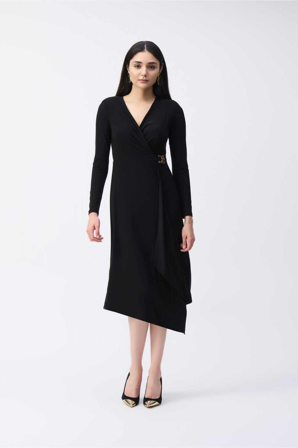 Shop Joseph Ribkoff at Dotique – 243282 Black(11) Silky Knit Wrap Dress, additional view 21