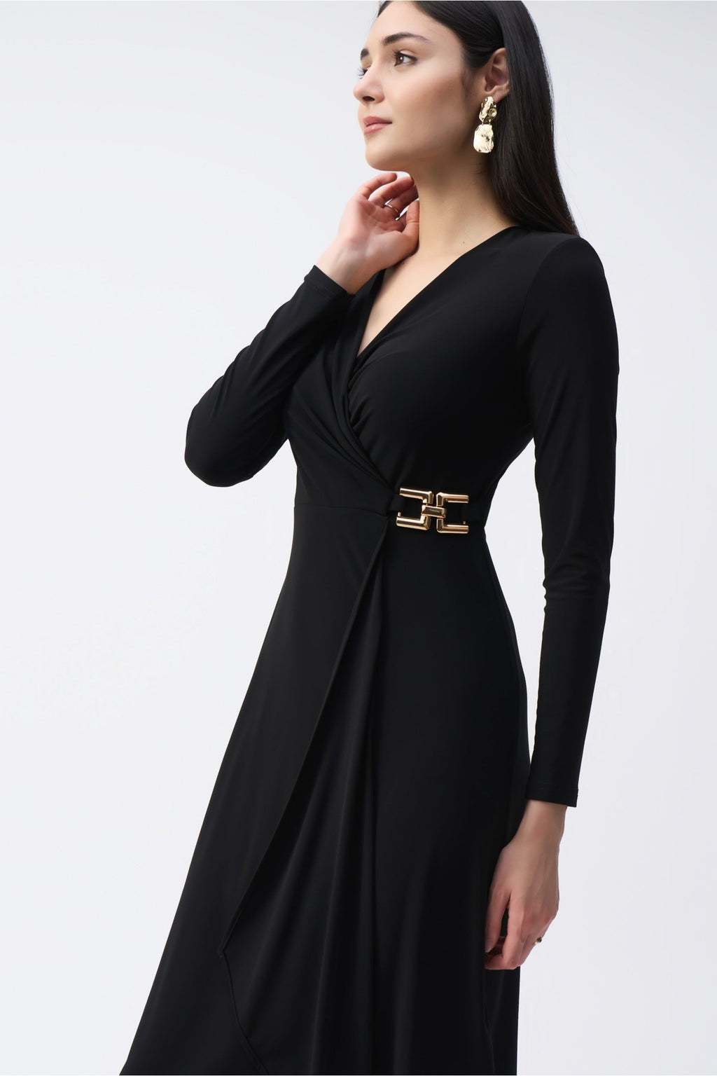 Shop Joseph Ribkoff at Dotique – 243282 Black(11) Silky Knit Wrap Dress, additional view 23