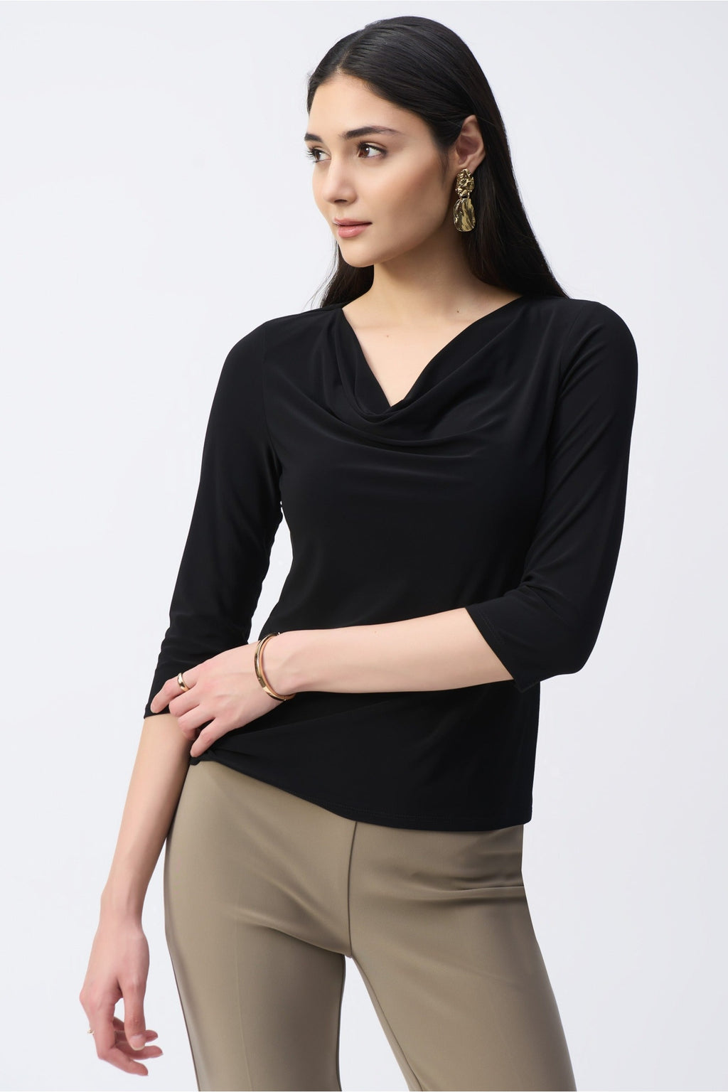 Shop Joseph Ribkoff at Dotique – 243318 Black (11) Jersey Cowl Neck Top, additional view 12
