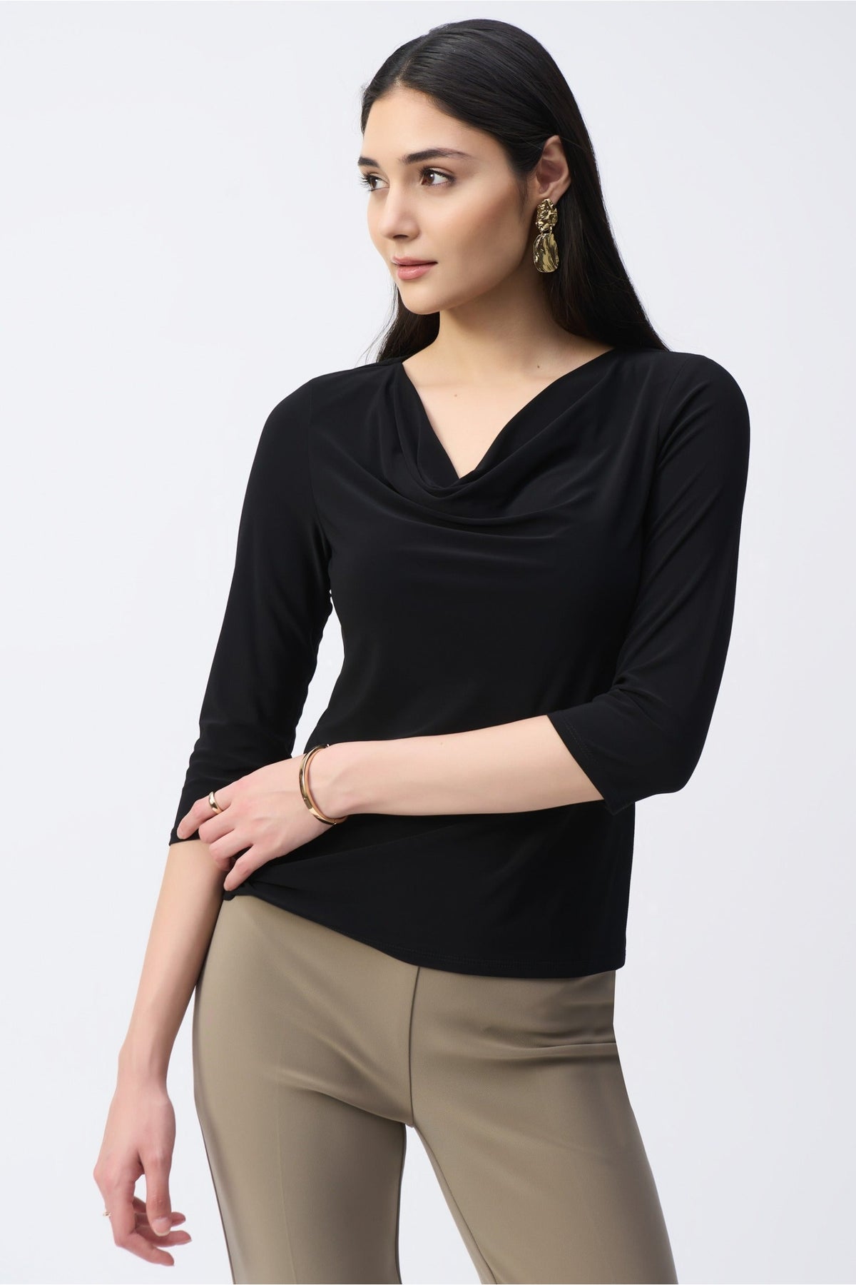 Shop Joseph Ribkoff at Dotique – 243318 Black (11) Jersey Cowl Neck Top, additional view 12