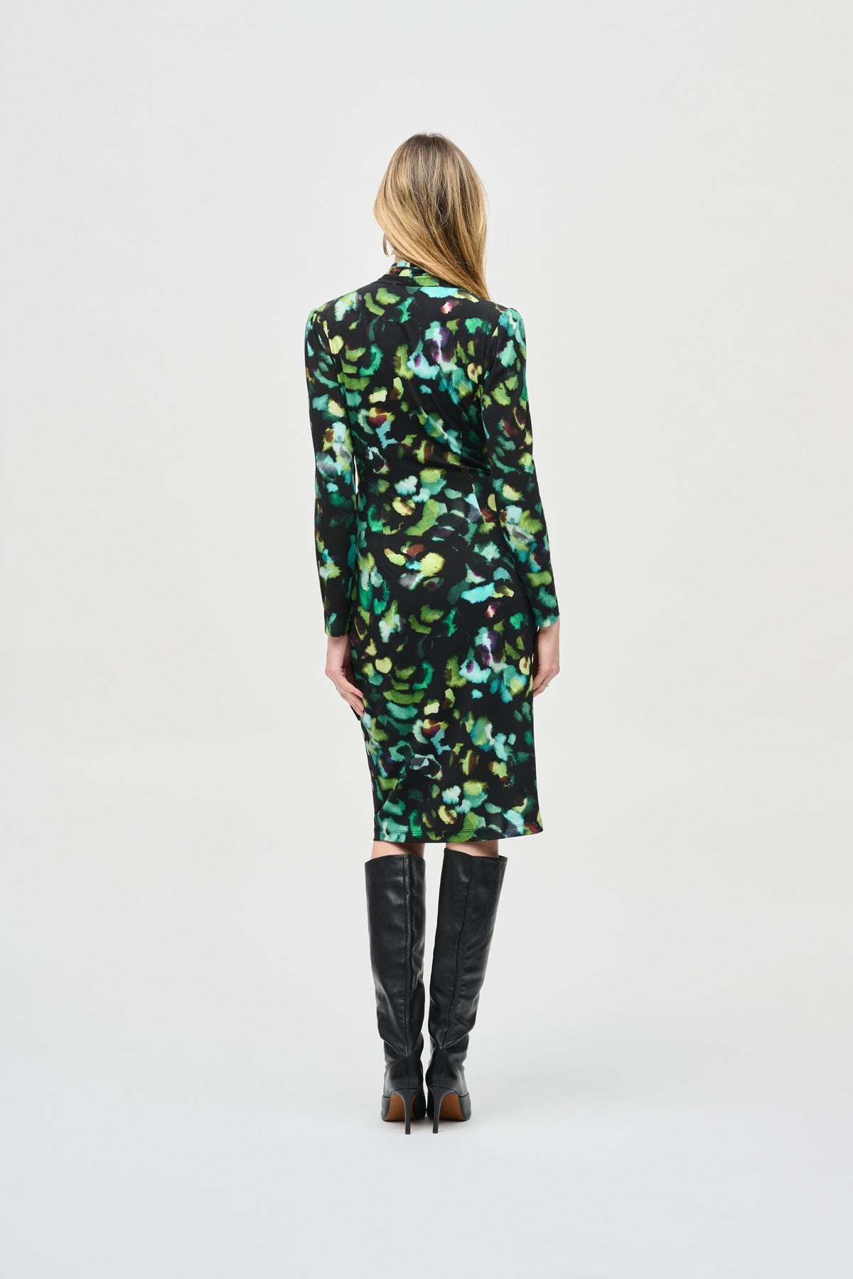 Shop Joseph Ribkoff at Dotique – 243321 Green Black (189) Jersey Abstract Print Wrap Dress, additional view 23