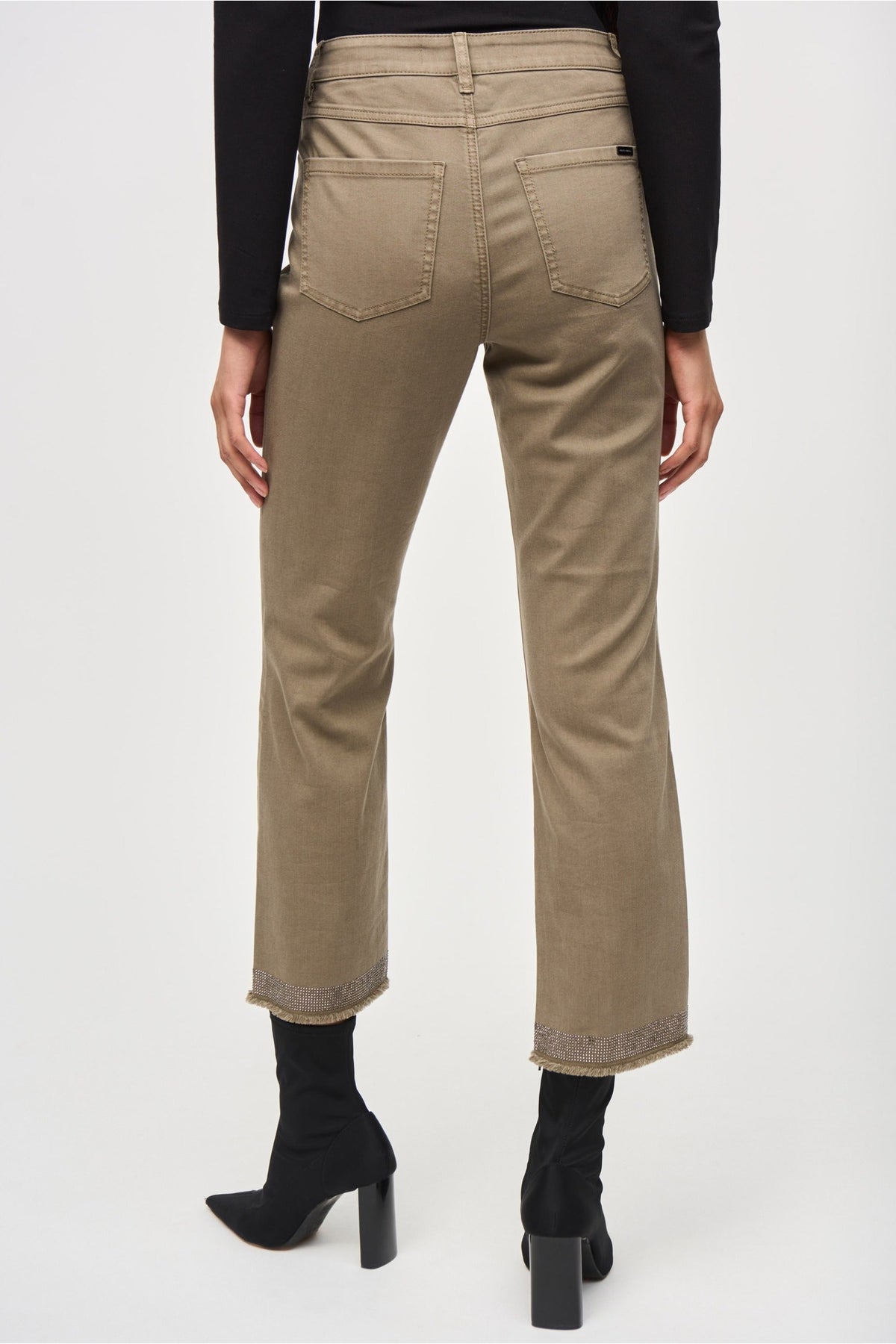 Shop Joseph Ribkoff at Dotique – 243964 Java (4266) Denim Straight Pants With Frayed Hem, additional view 2