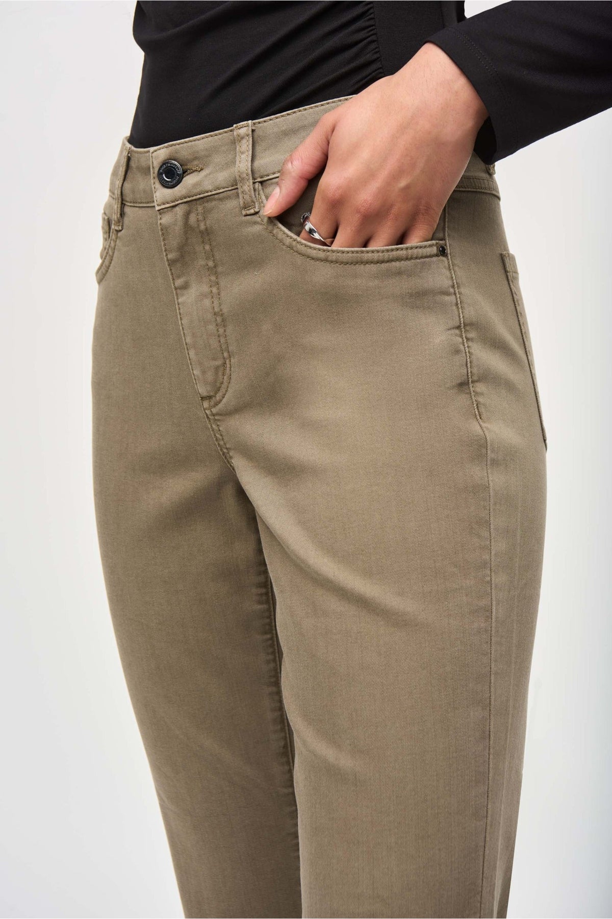 Shop Joseph Ribkoff at Dotique – 243964 Java (4266) Denim Straight Pants With Frayed Hem, additional view 3