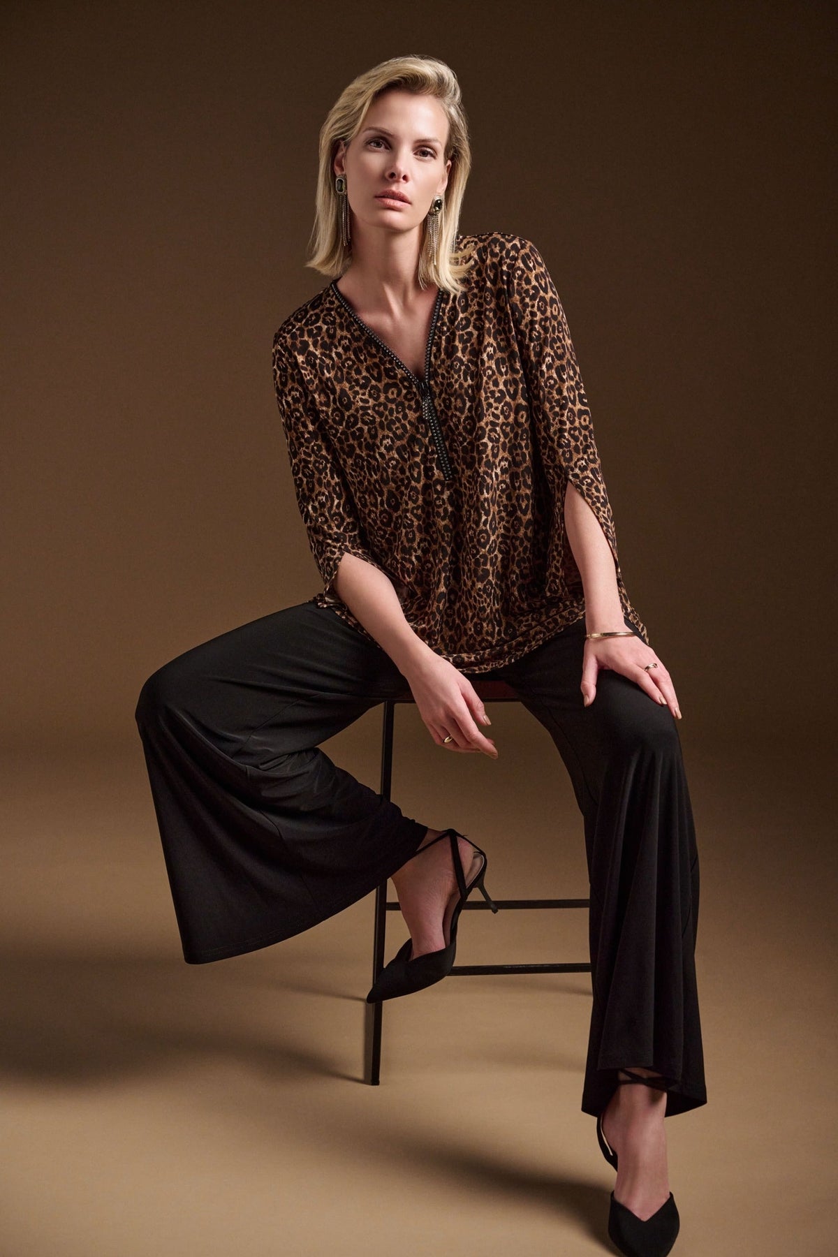 Shop Joseph Ribkoff at Dotique – 244252 Silky Knit Animal Print Fit and Flare Tunic, additional view 1
