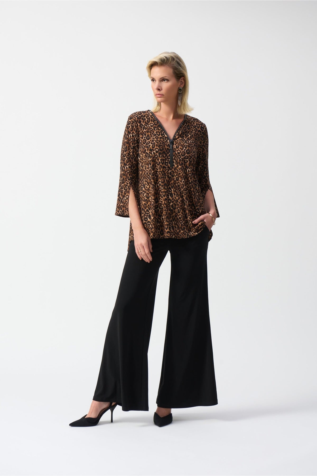 Shop Joseph Ribkoff at Dotique – 244252 Silky Knit Animal Print Fit and Flare Tunic, additional view 3