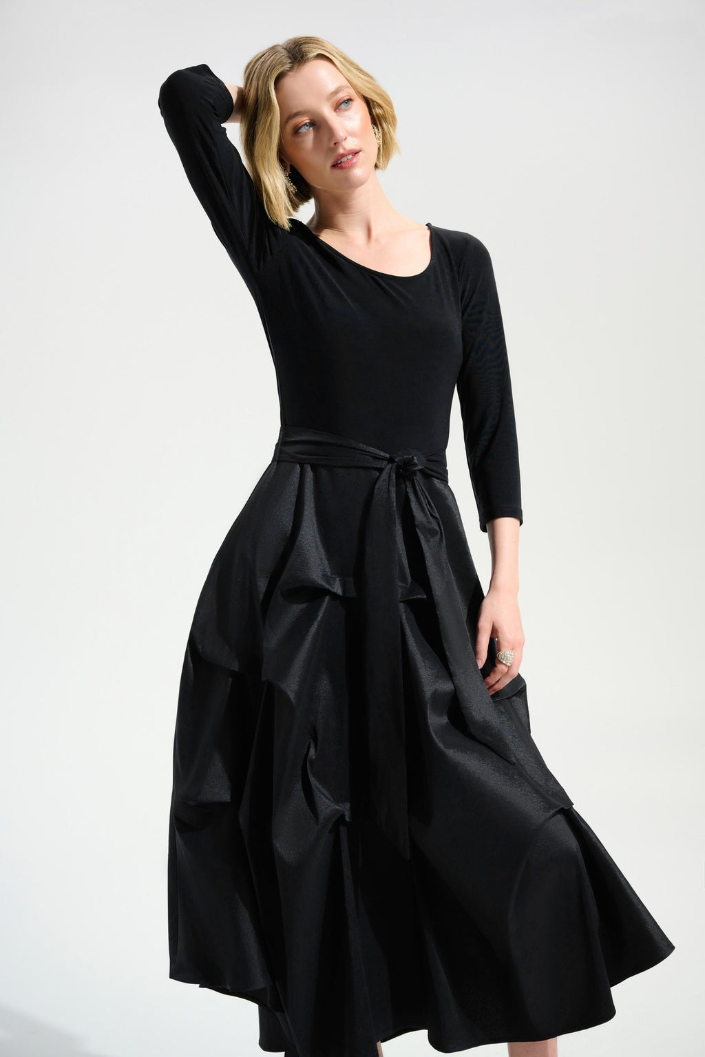 Shop Joseph Ribkoff at Dotique – 261720 Signature | Stretch Taffeta Fit And Flare Dress With Silky Knit Bodice, additional view 3