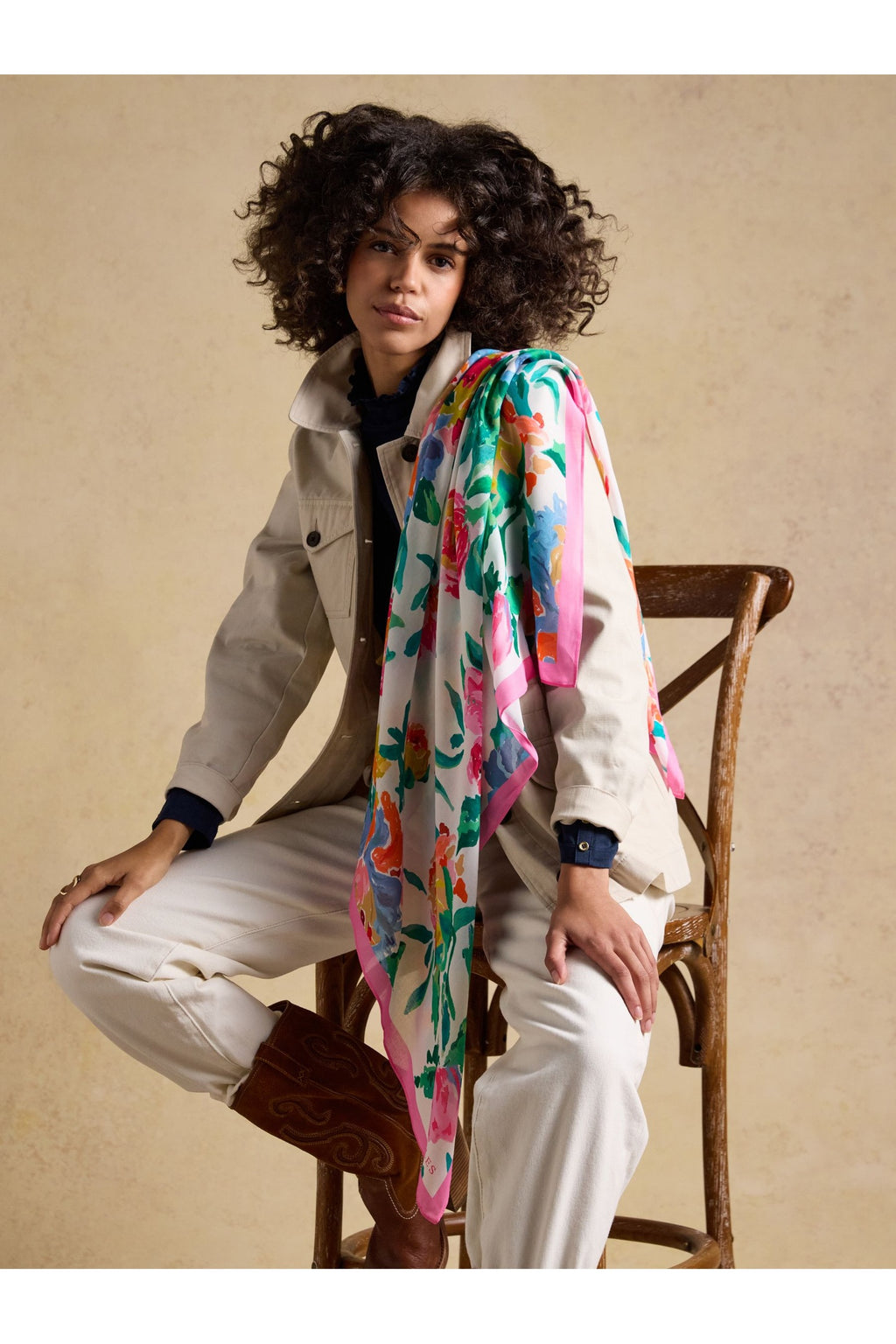 H17721 Middleton Scarf – Multi Floral - view 3, Shop Joules at Dotique