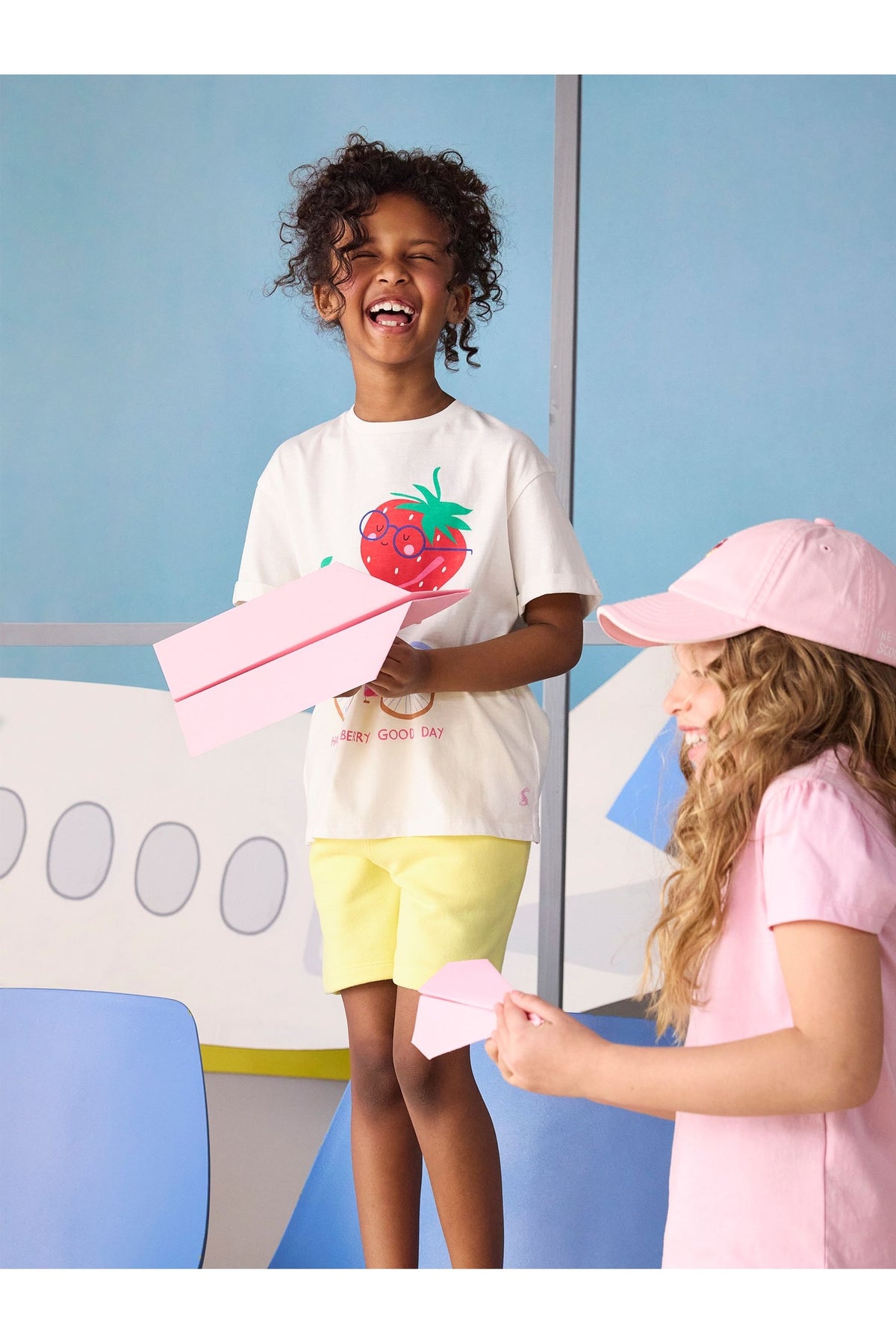 H27230 Fundays Printed Short Sleeve T-Shirt Cream - view 2, Shop Joules Kids at Dotique