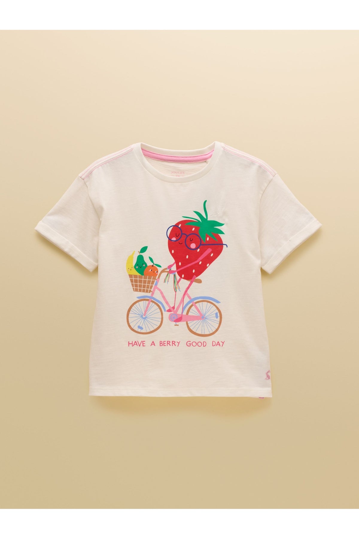 H27230 Fundays Printed Short Sleeve T-Shirt Cream - view 3, Shop Joules Kids at Dotique