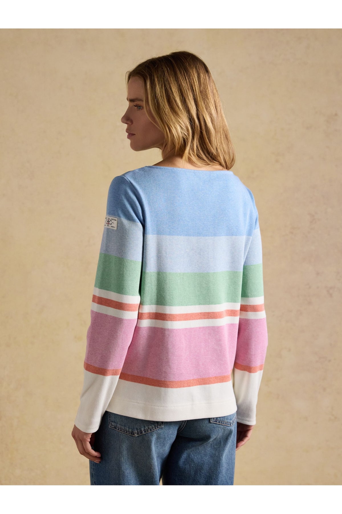H71115 Harbour Breton Top – Cream / Multi Stripe - view 3, Shop Joules at Dotique