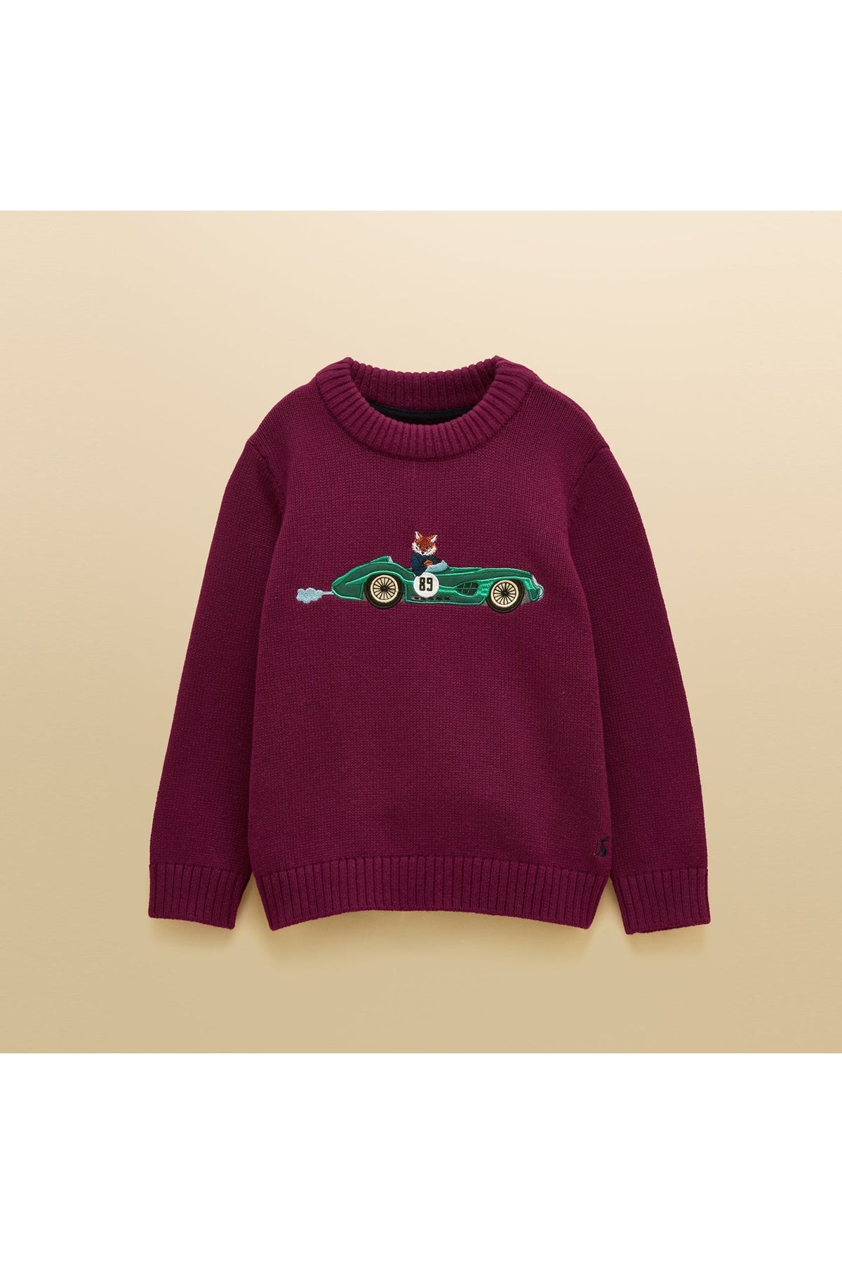 Joules Kids Cracking Purple Racing Car Jumper front. Shop Joules Kids at Dotique.