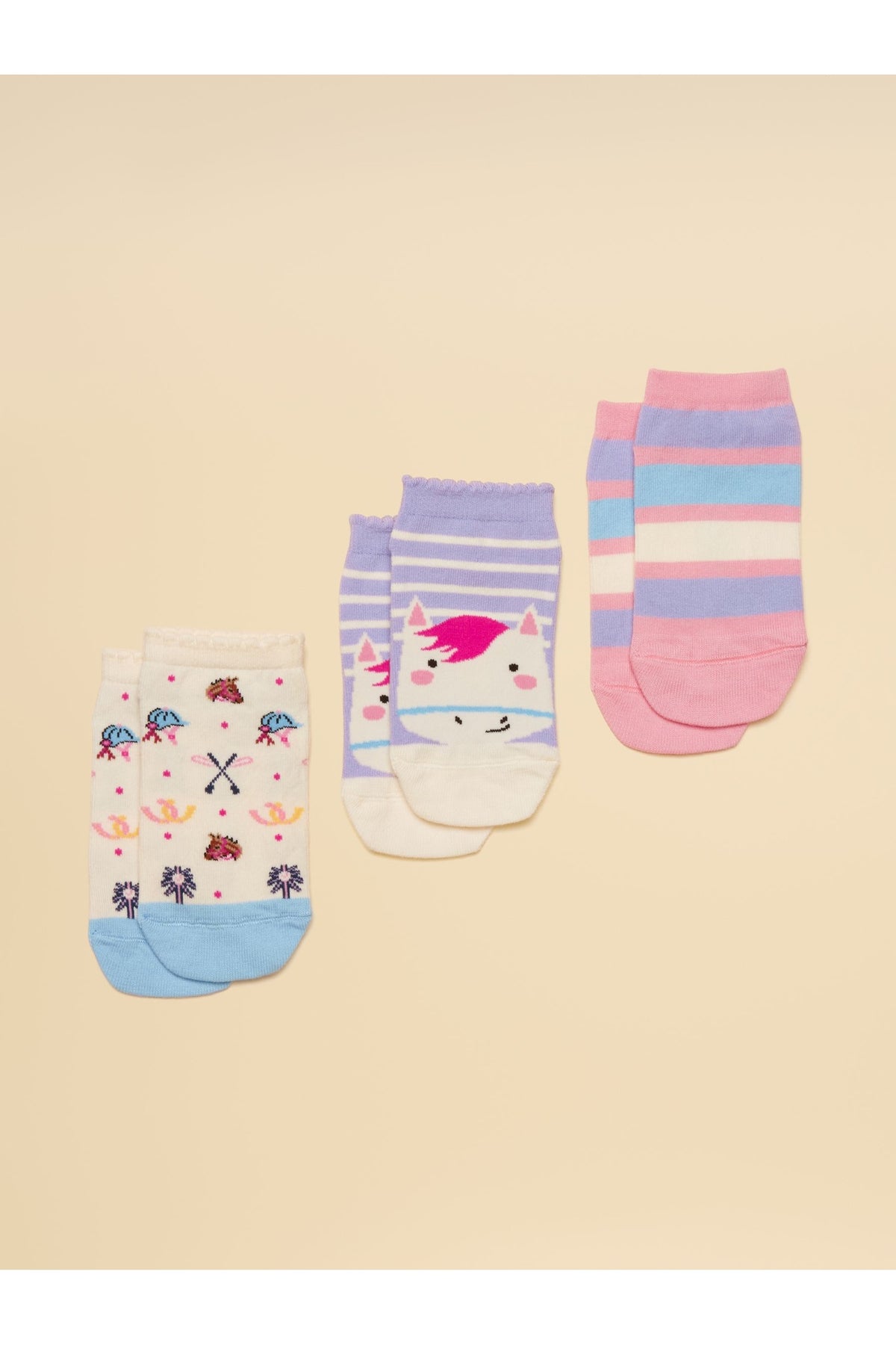 W31255 JNR Rilla 3 Pack Socks Lilac Horse - Shop Joules Kids at Dotique